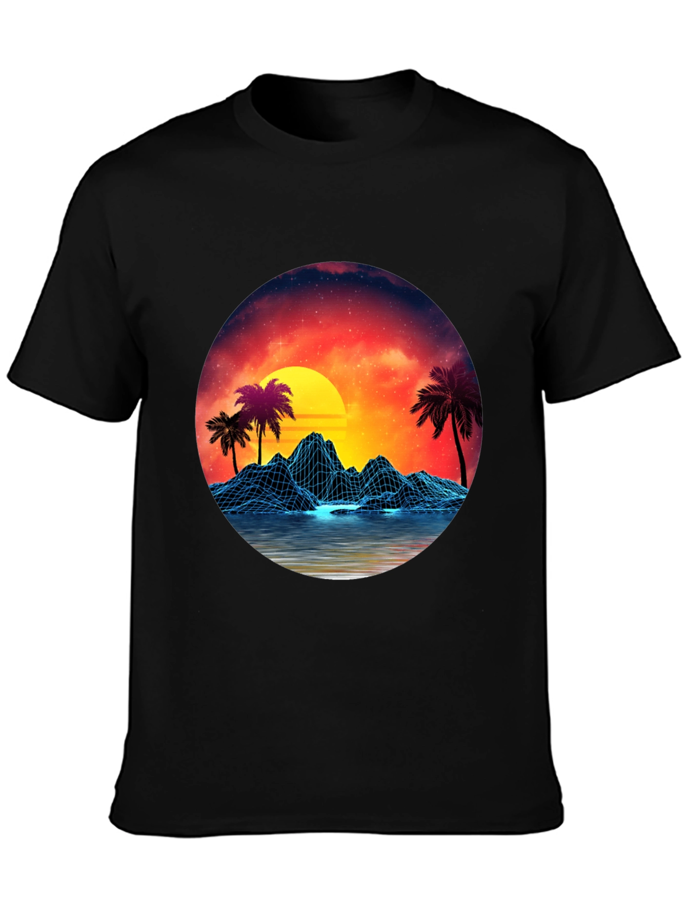 Retro Sunset Graphic Tee - Synthwave Design