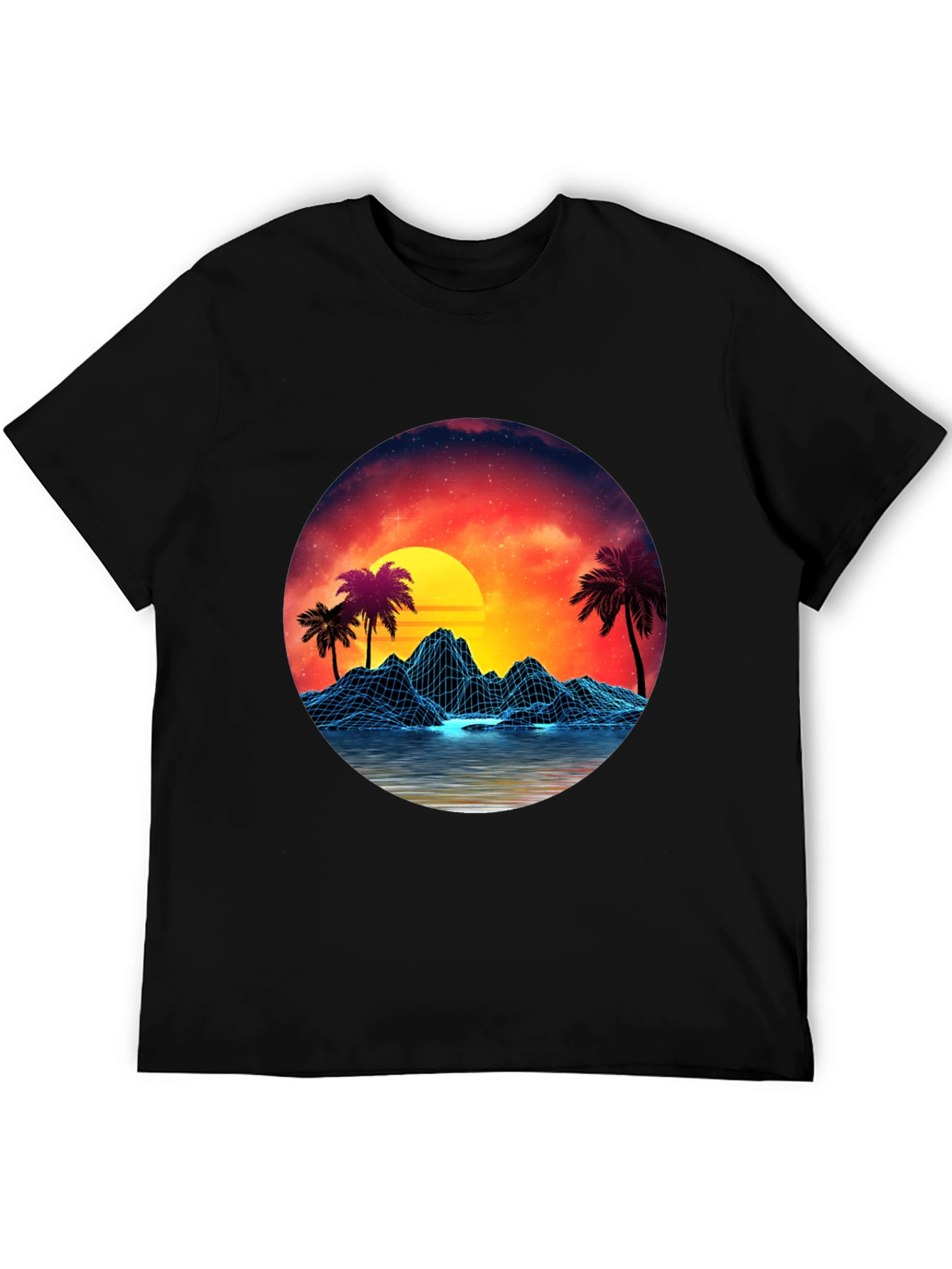 Retro Sunset Graphic Tee - Synthwave Design