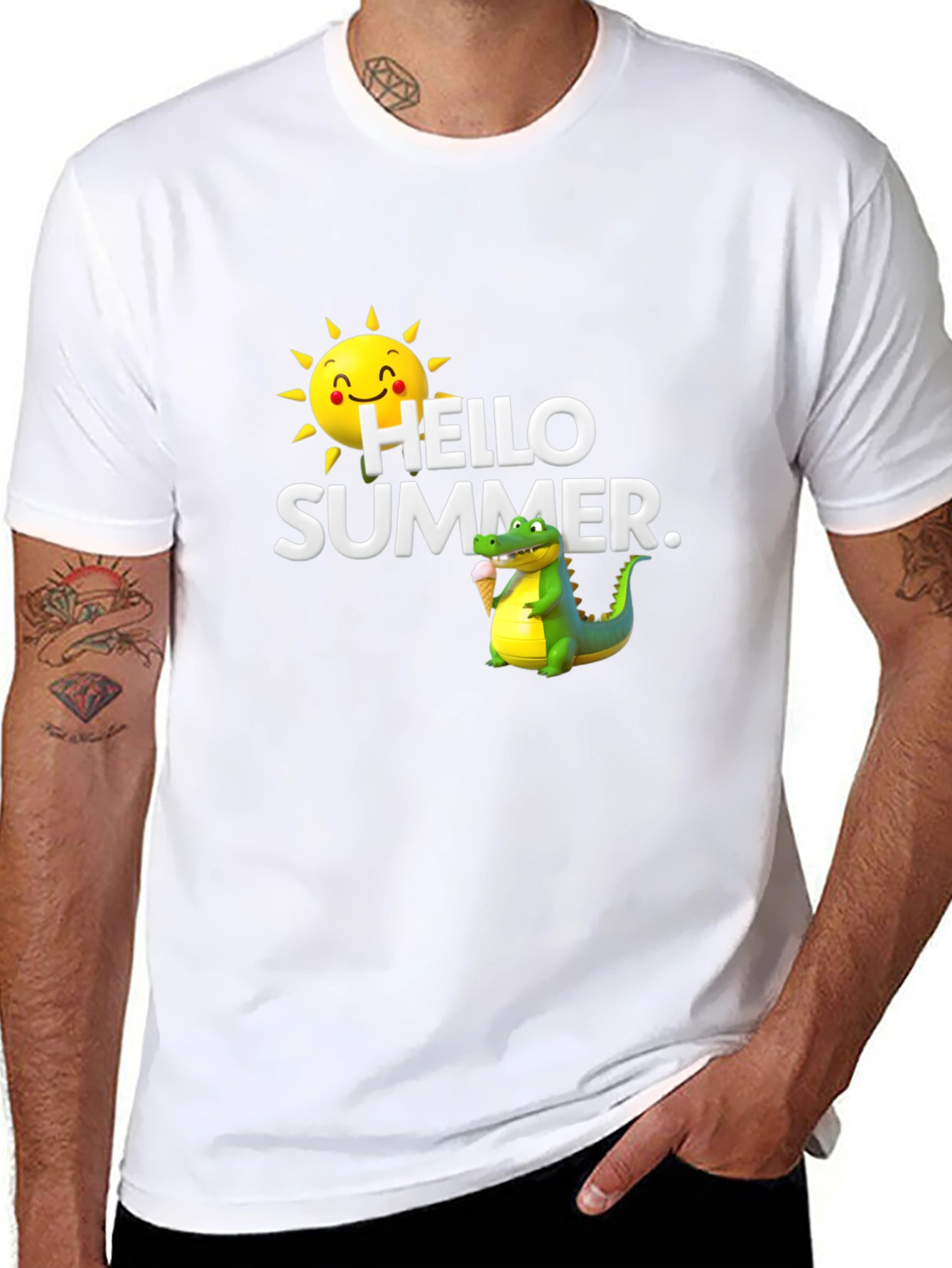 Hello Summer Graphic T-Shirt - Black