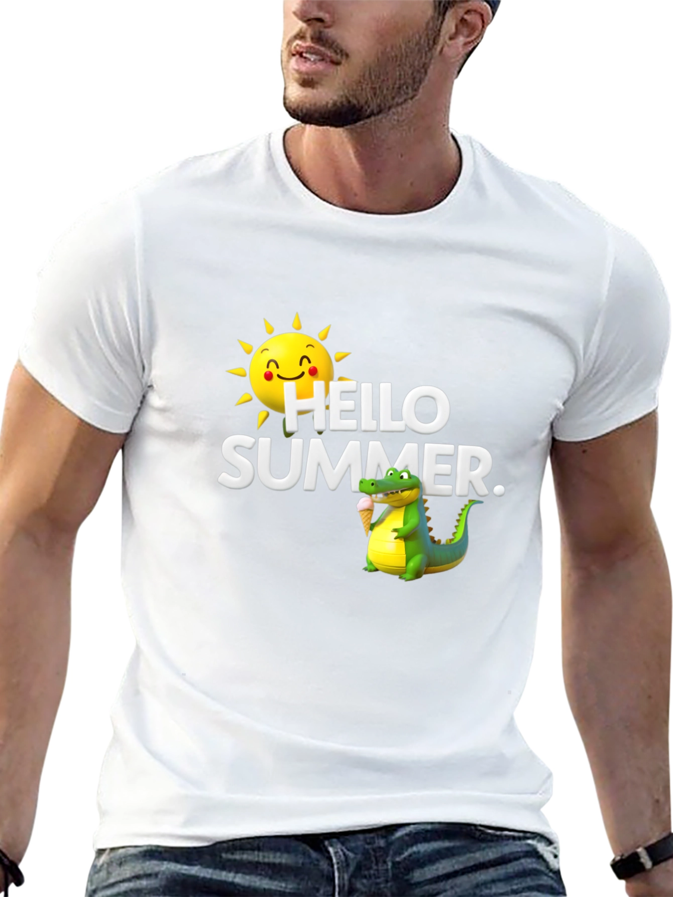 Hello Summer Graphic T-Shirt - Black