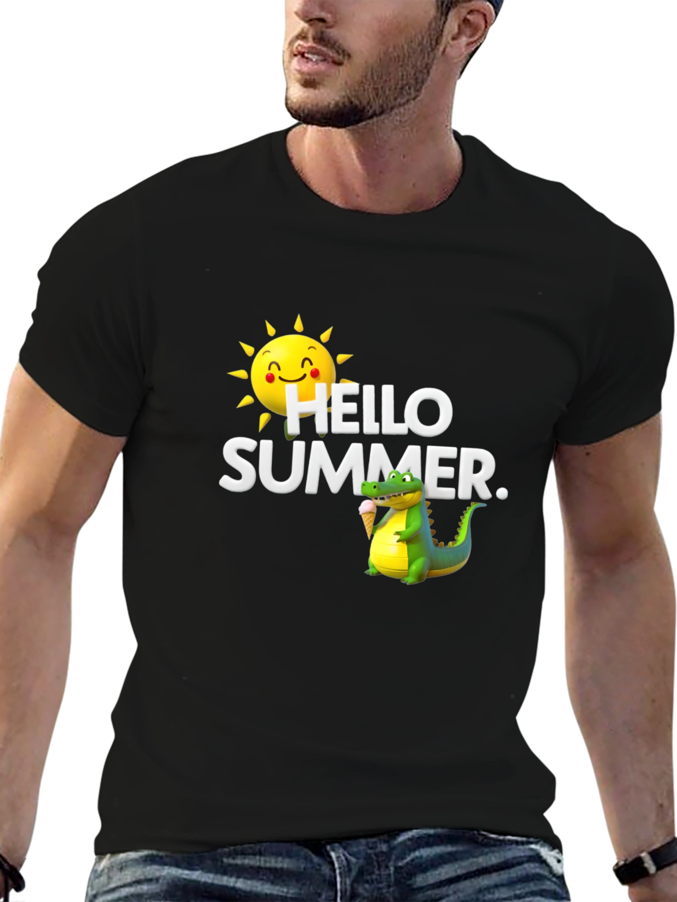 Hello Summer Graphic T-Shirt - Black