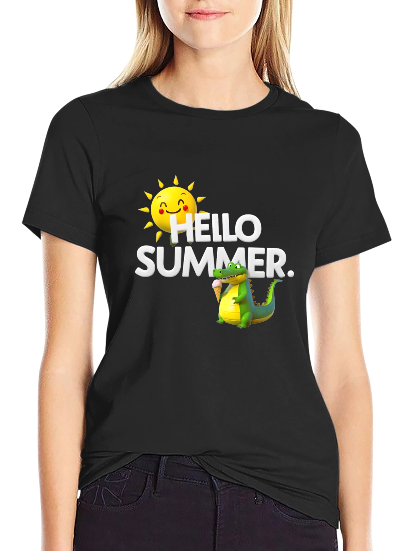 Hello Summer Graphic T-Shirt - Black