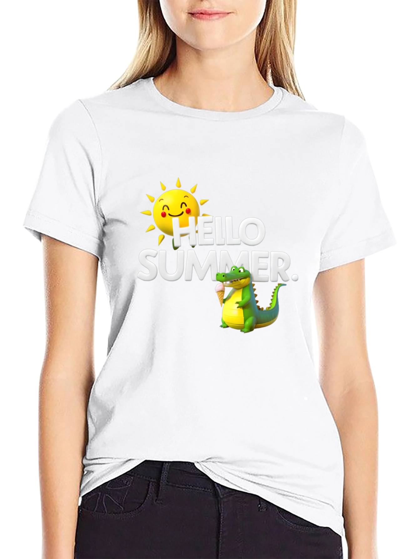 Hello Summer Graphic T-Shirt - Black