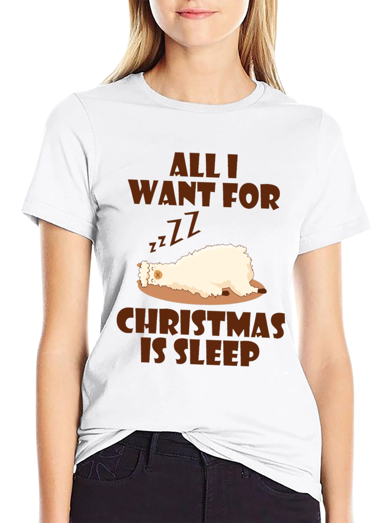 Funny Christmas Sleepy Llama T-Shirt