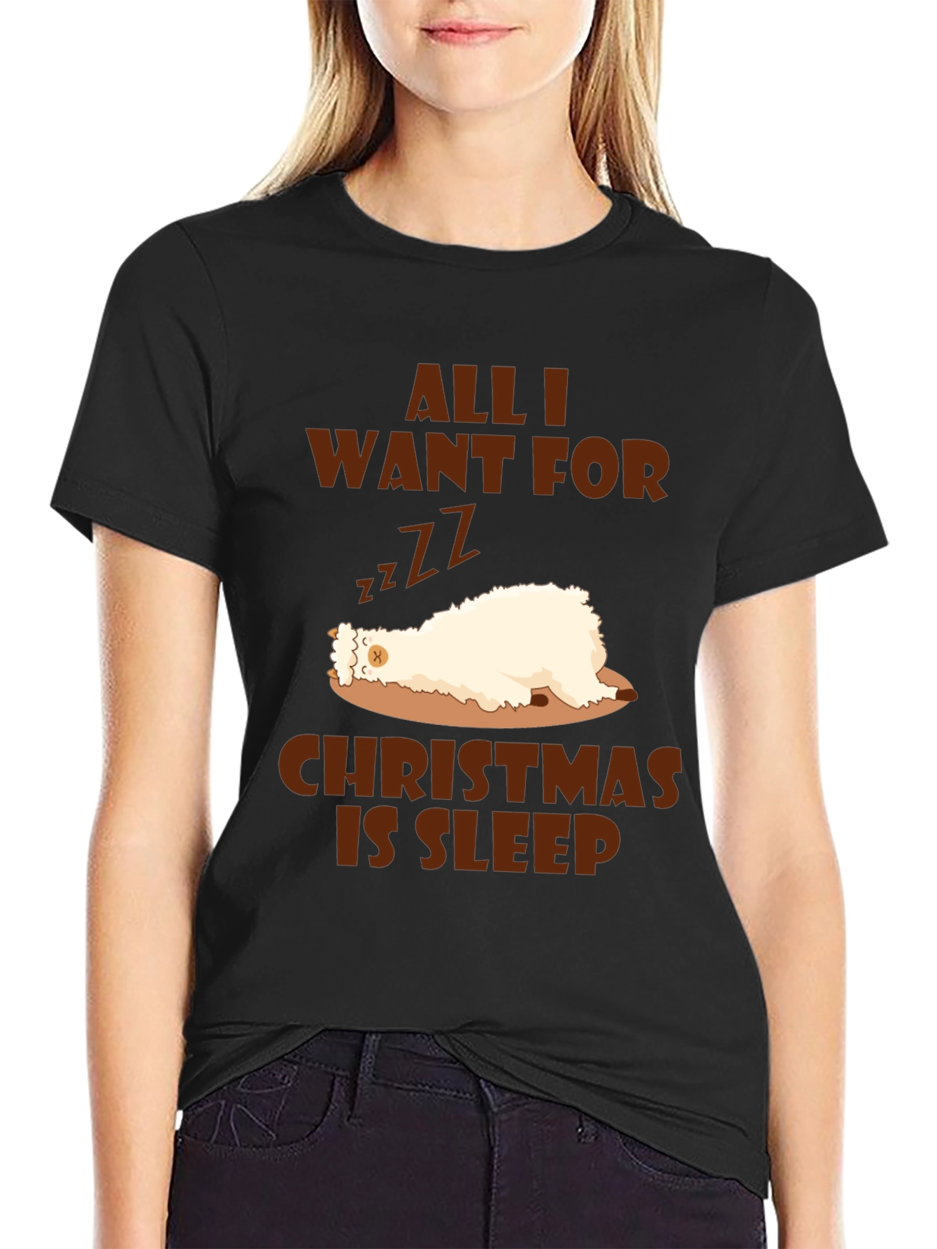 Funny Christmas Sleepy Llama T-Shirt