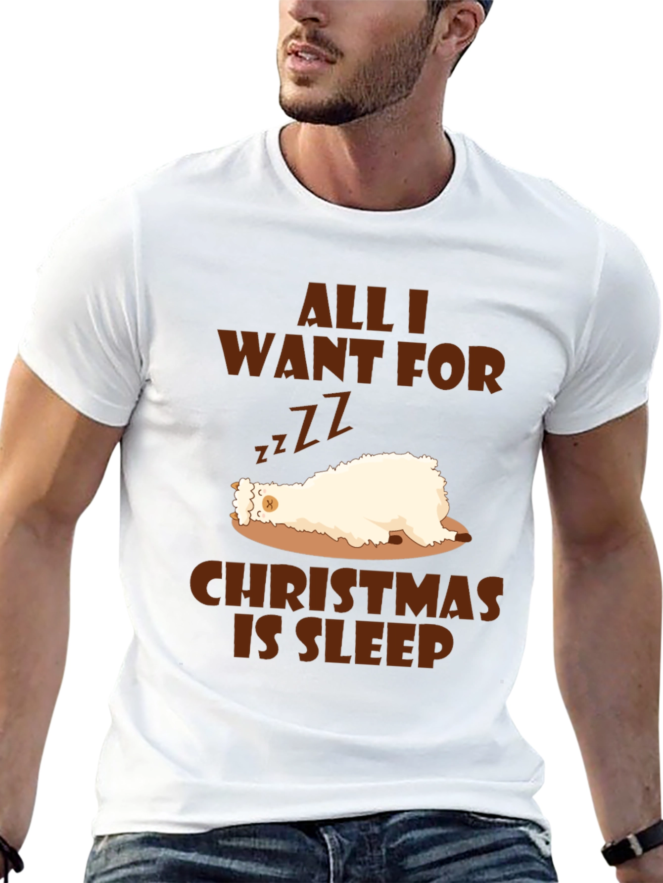 Funny Christmas Sleepy Llama T-Shirt
