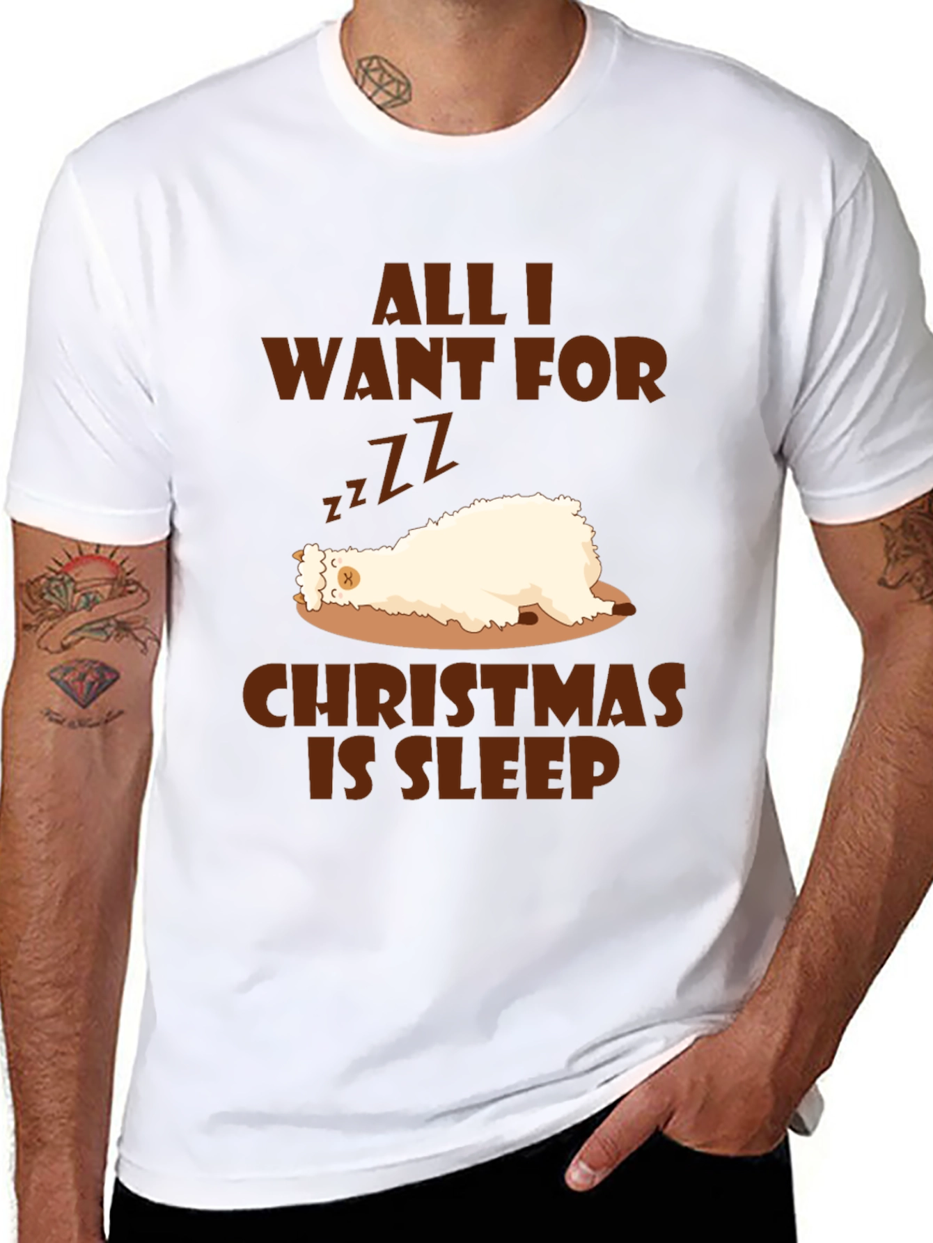 Funny Christmas Sleepy Llama T-Shirt