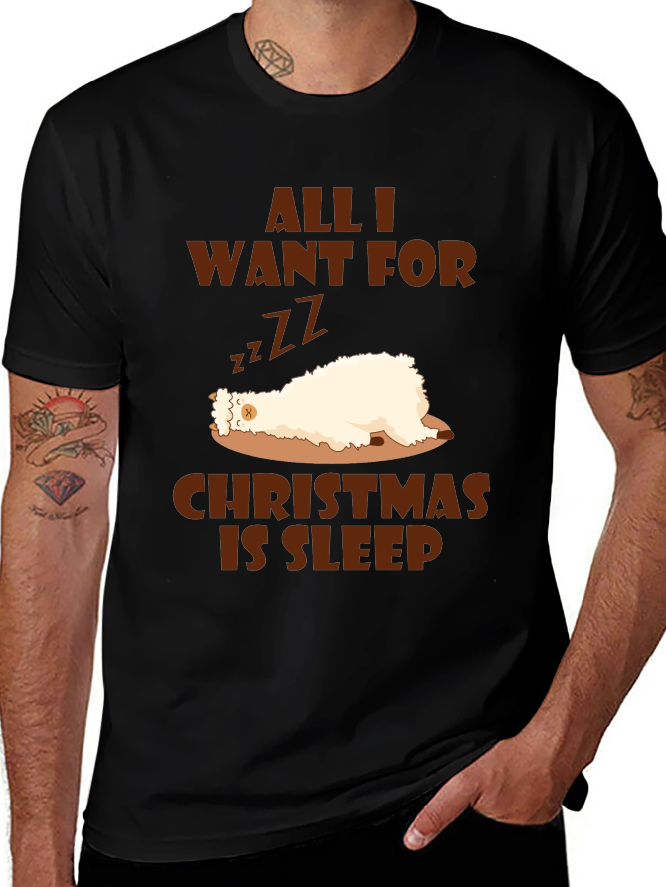 Funny Christmas Sleepy Llama T-Shirt