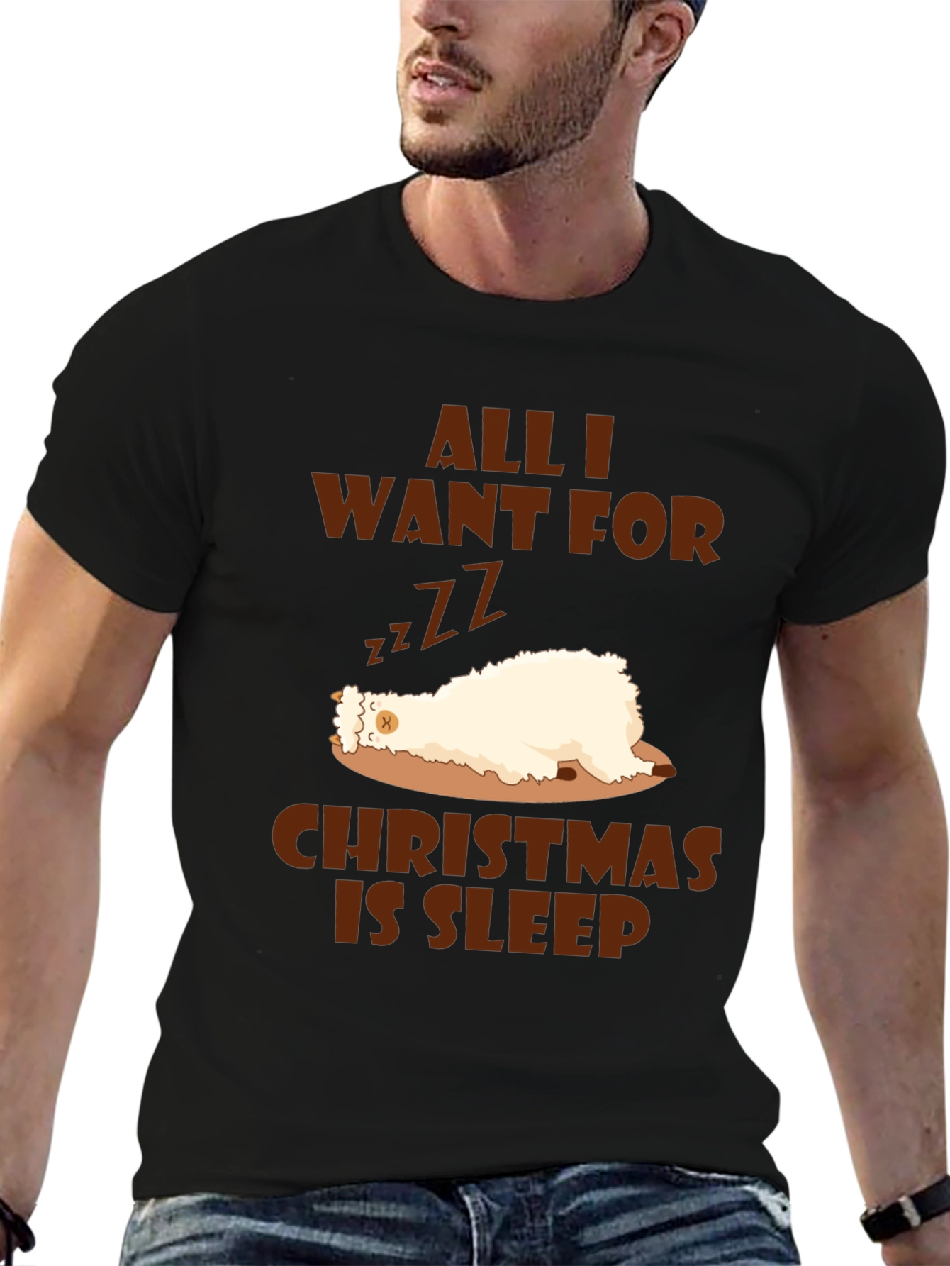 Funny Christmas Sleepy Llama T-Shirt