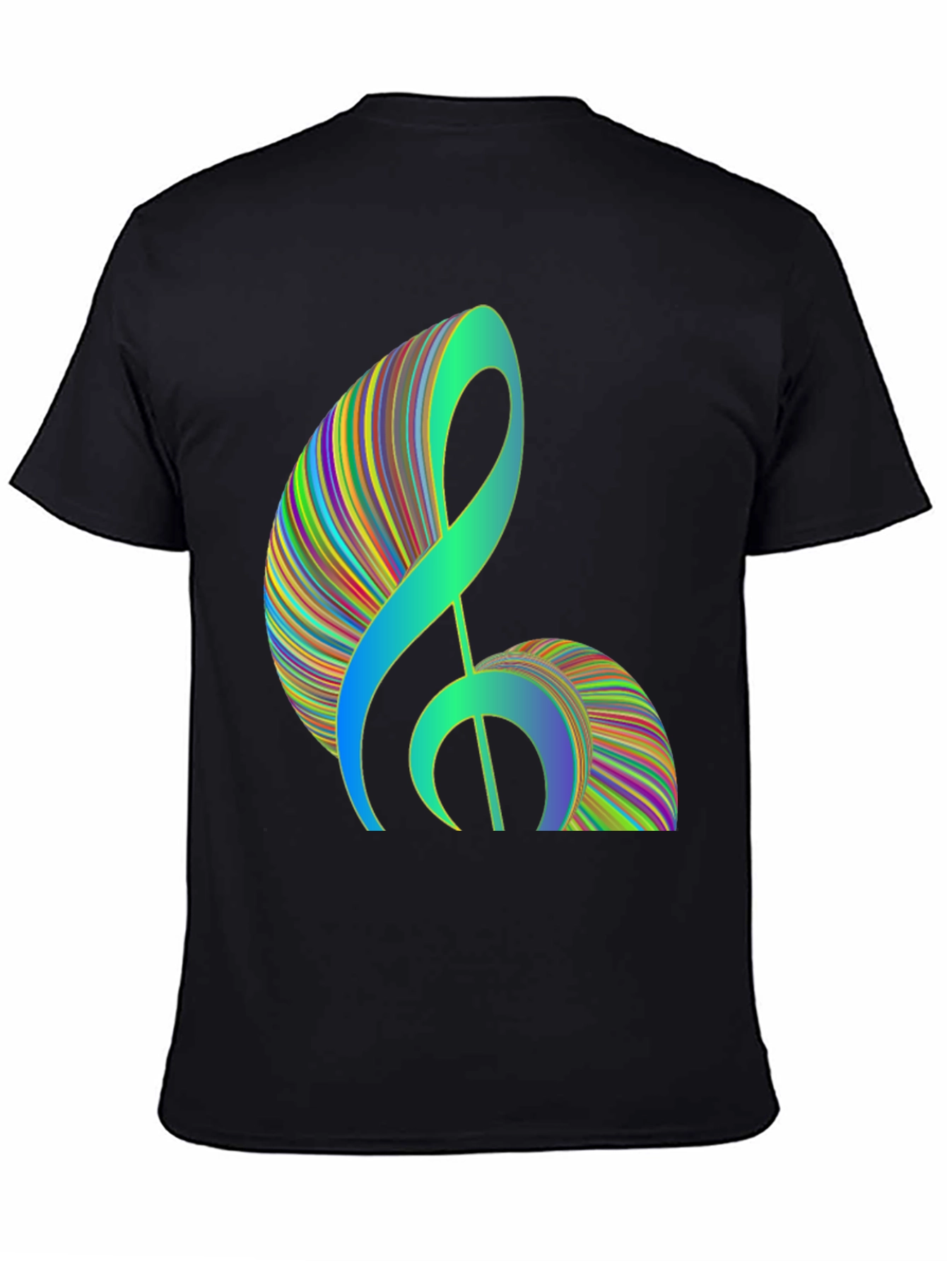 Abstract Treble Clef Graphic Tee - Black Cotton T-Shirt