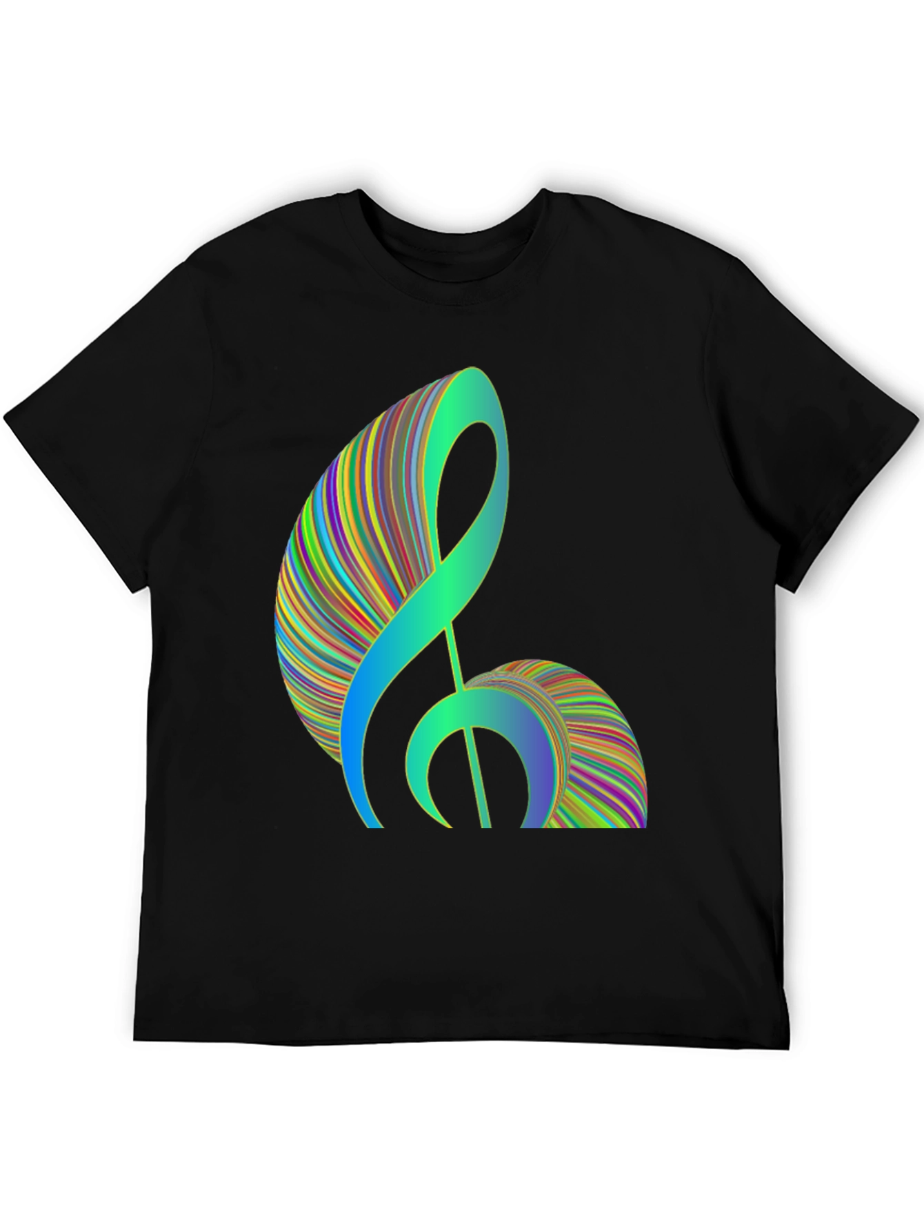 Abstract Treble Clef Graphic Tee - Black Cotton T-Shirt