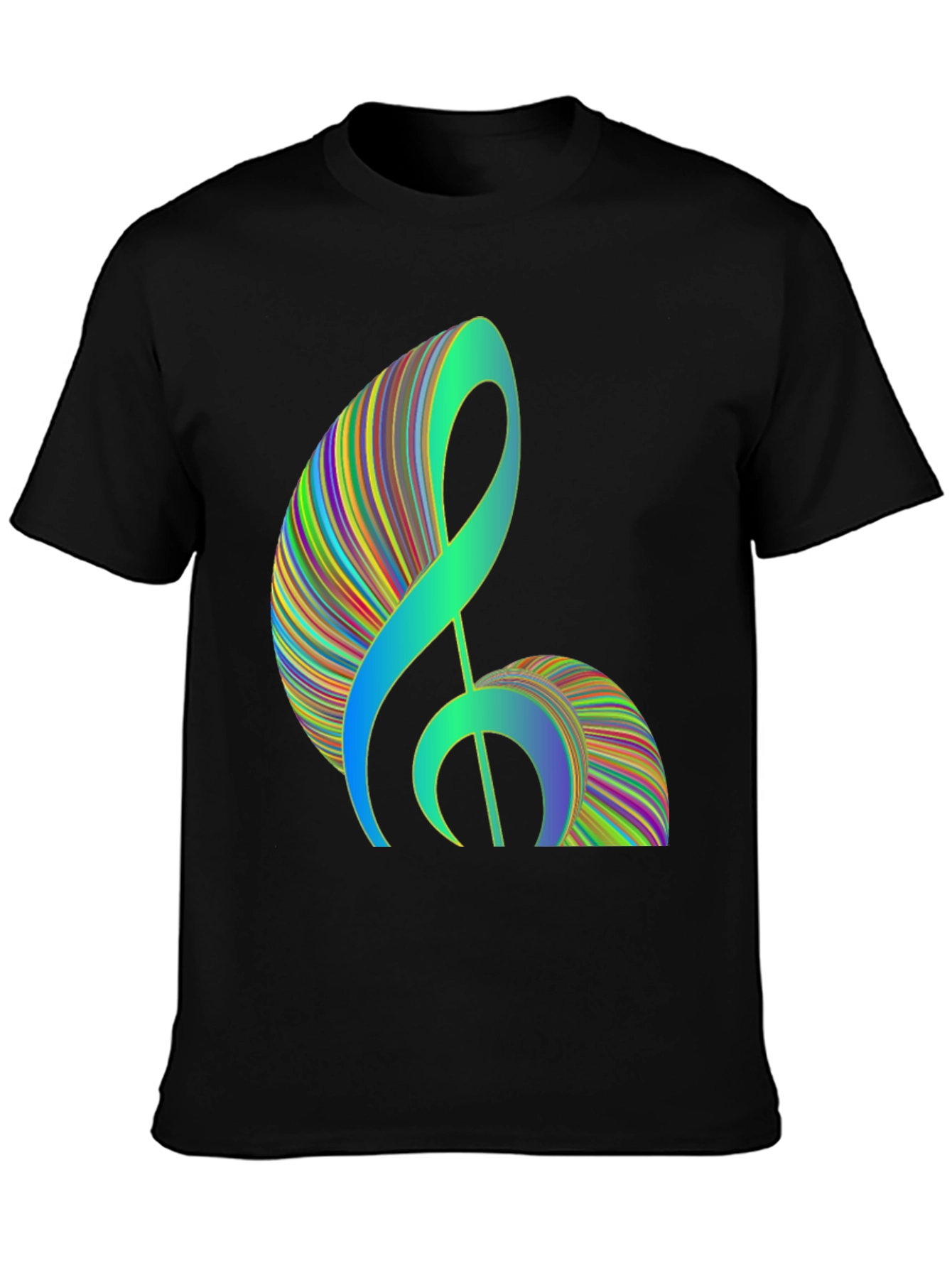 Abstract Treble Clef Graphic Tee - Black Cotton T-Shirt