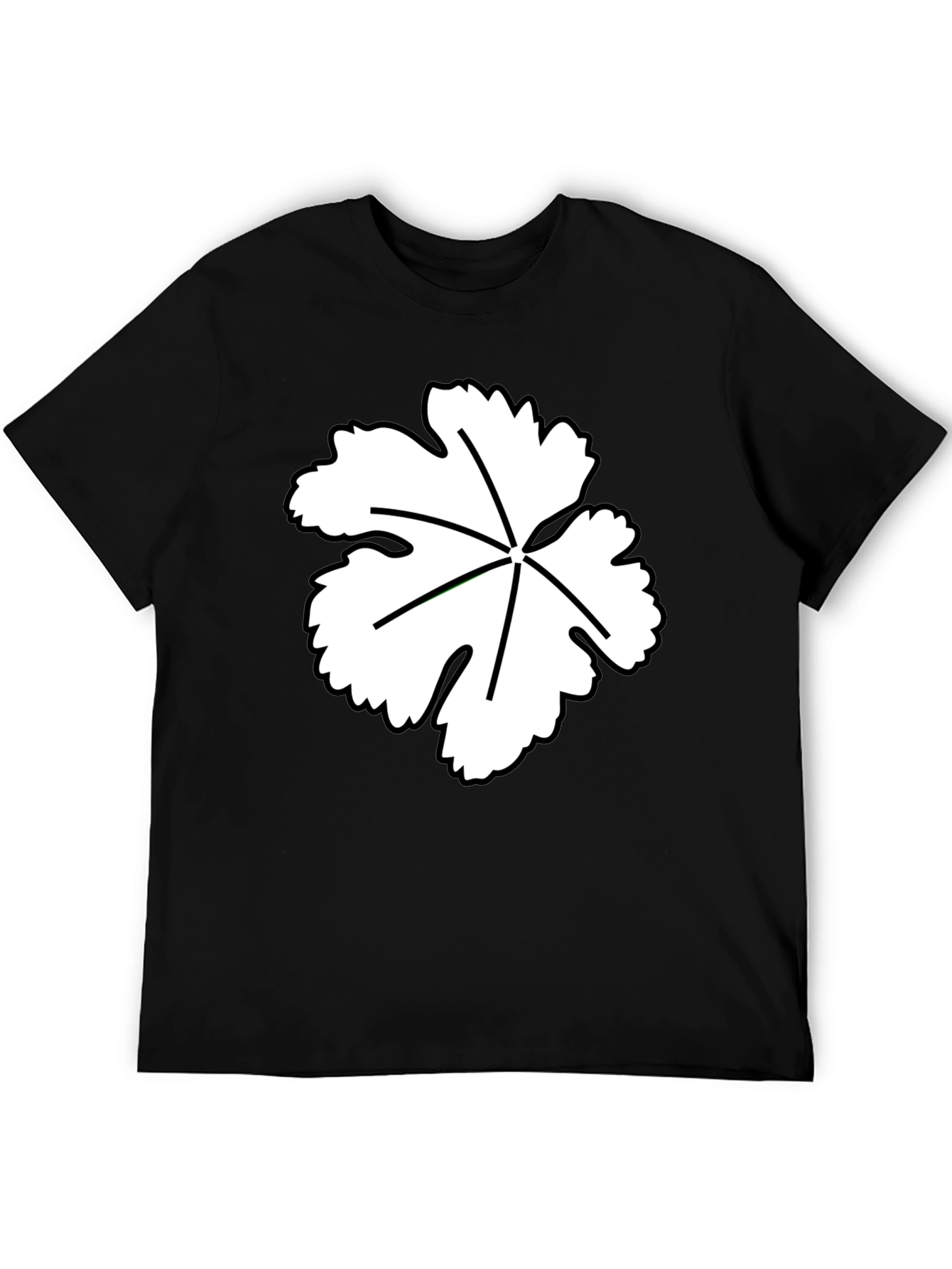 Leaf Design Black T-Shirt - Modern Casual Wear