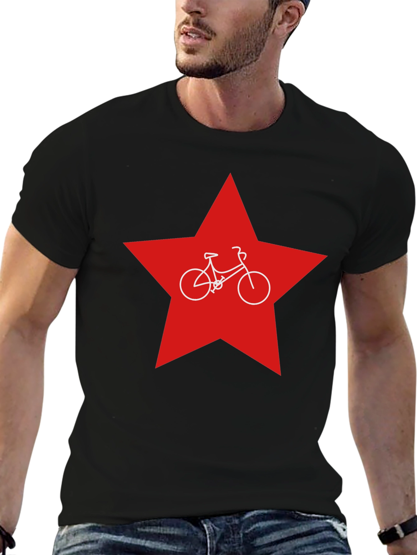 Red Star Bicycle T-Shirt - Retro Style