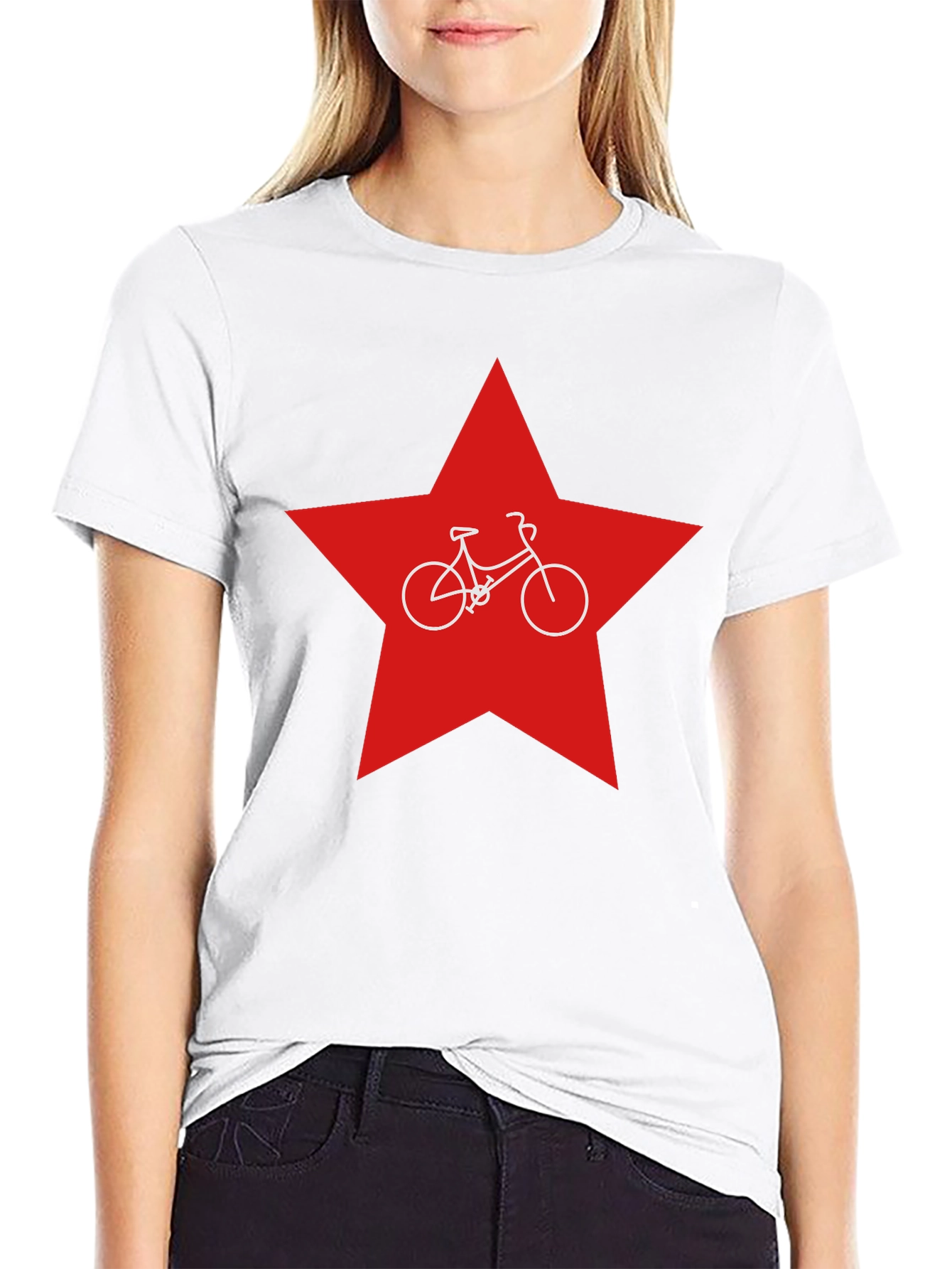 Red Star Bicycle T-Shirt - Retro Style