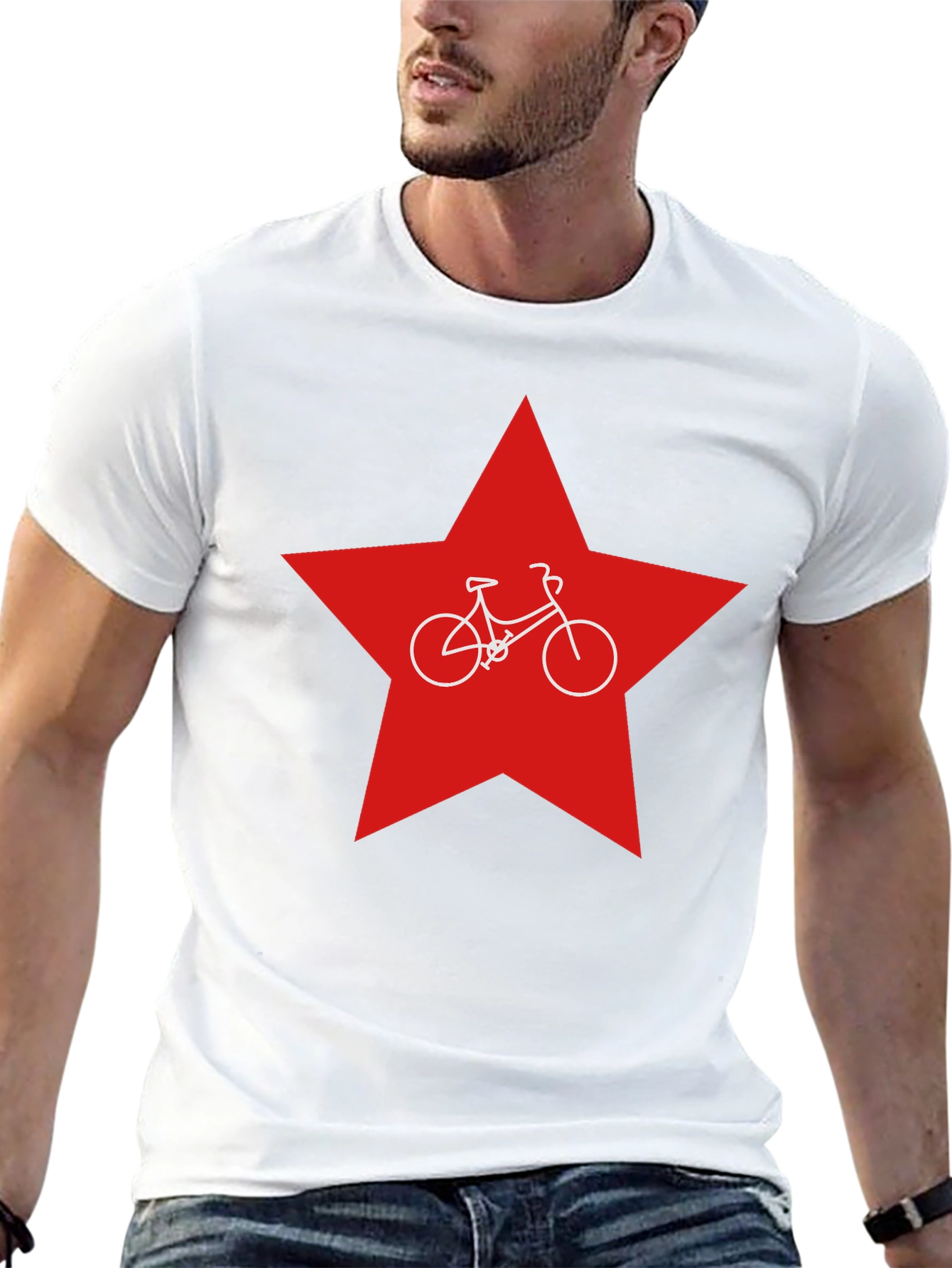 Red Star Bicycle T-Shirt - Retro Style