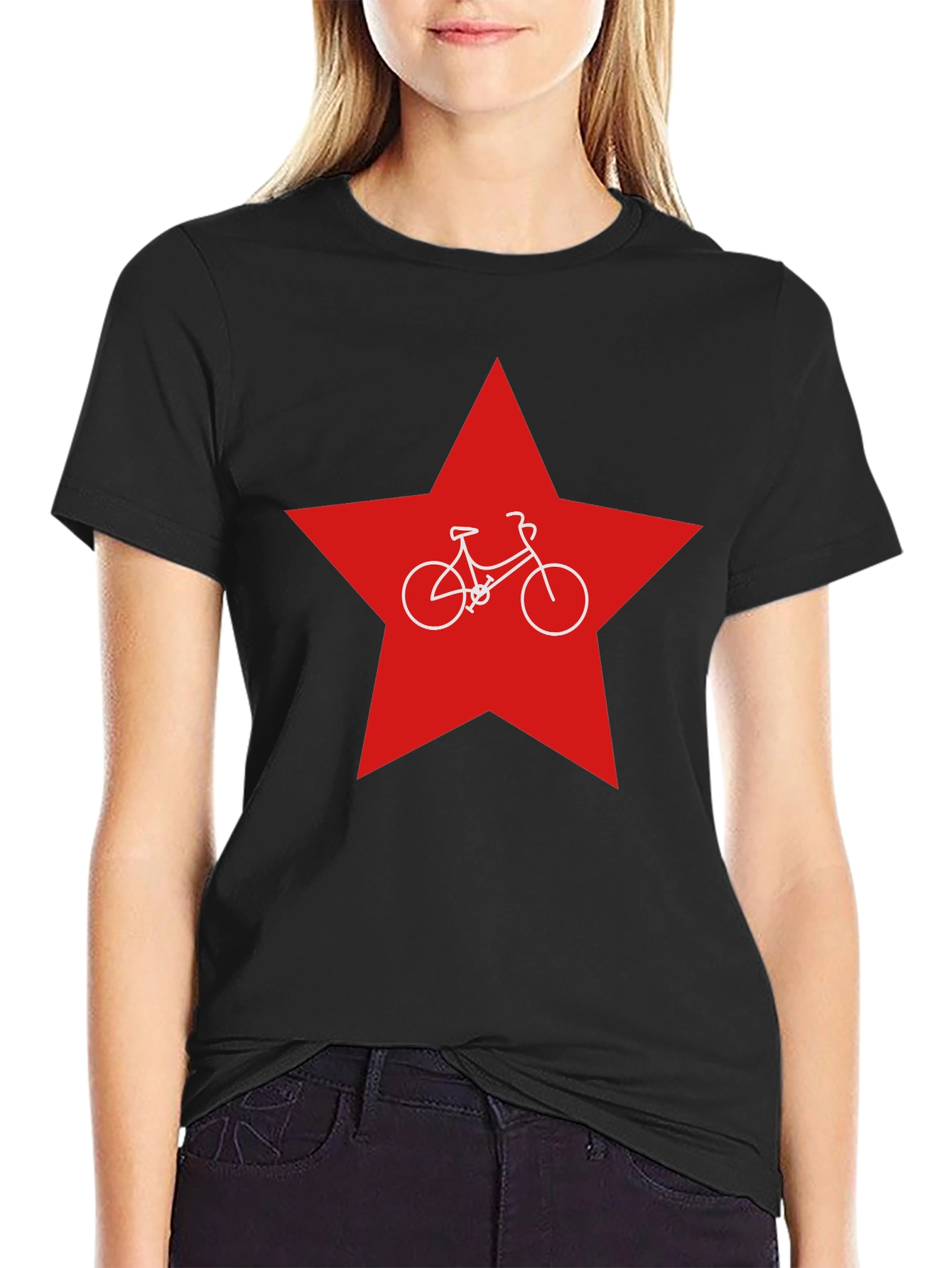 Red Star Bicycle T-Shirt - Retro Style