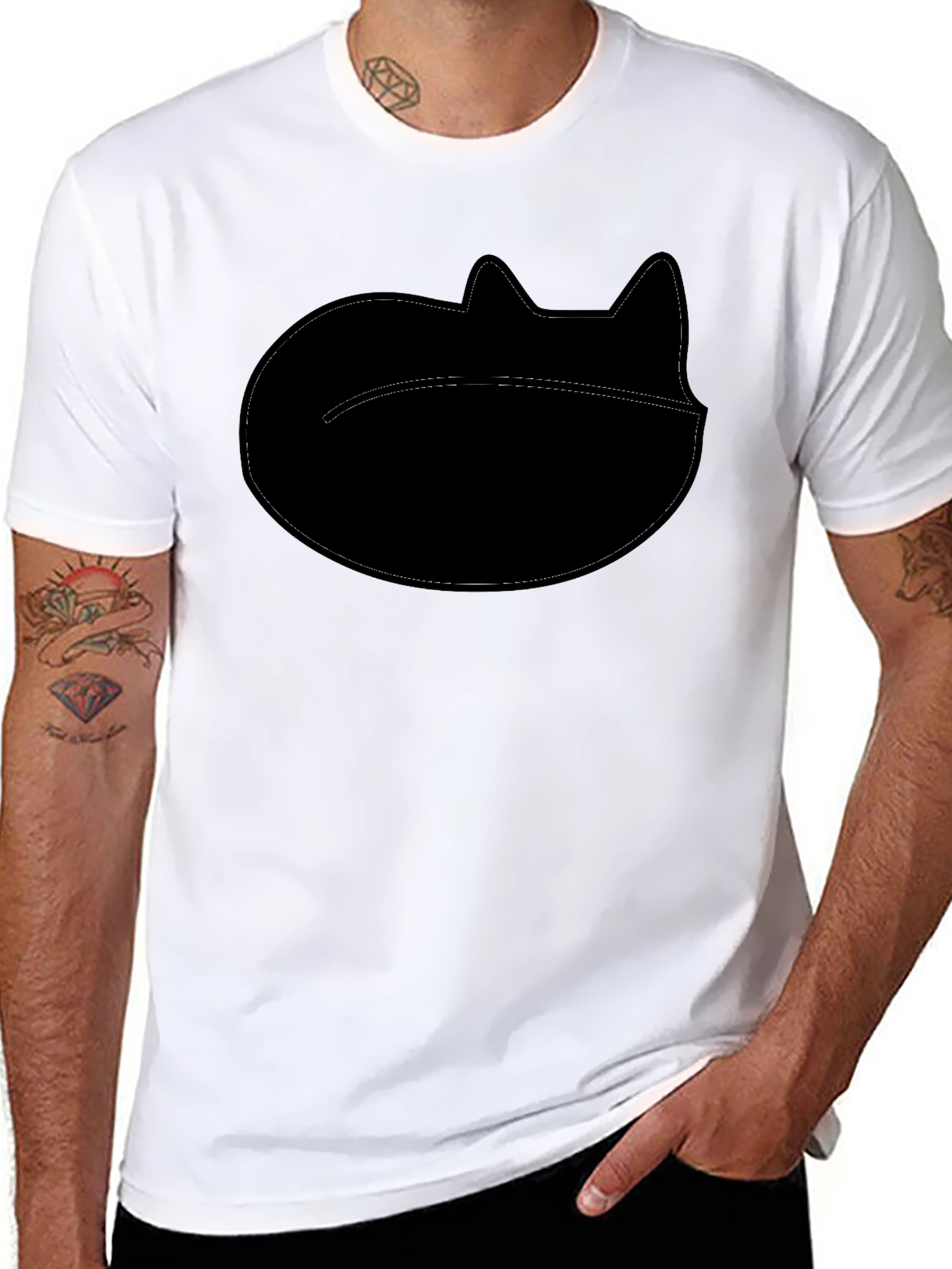 Cool Cat Silhouette Black T-Shirt