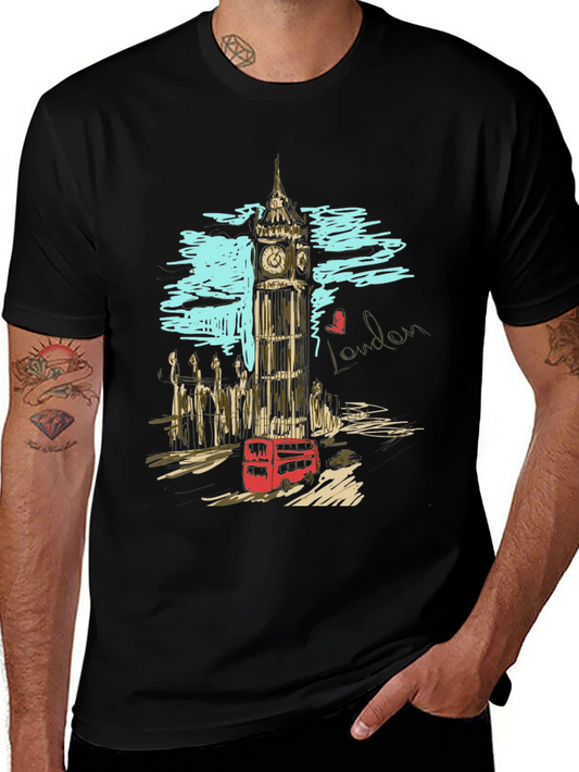 London Big Ben Sketch Mens T-Shirt