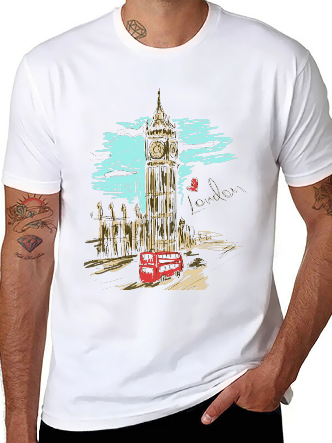 London Big Ben Sketch Mens T-Shirt