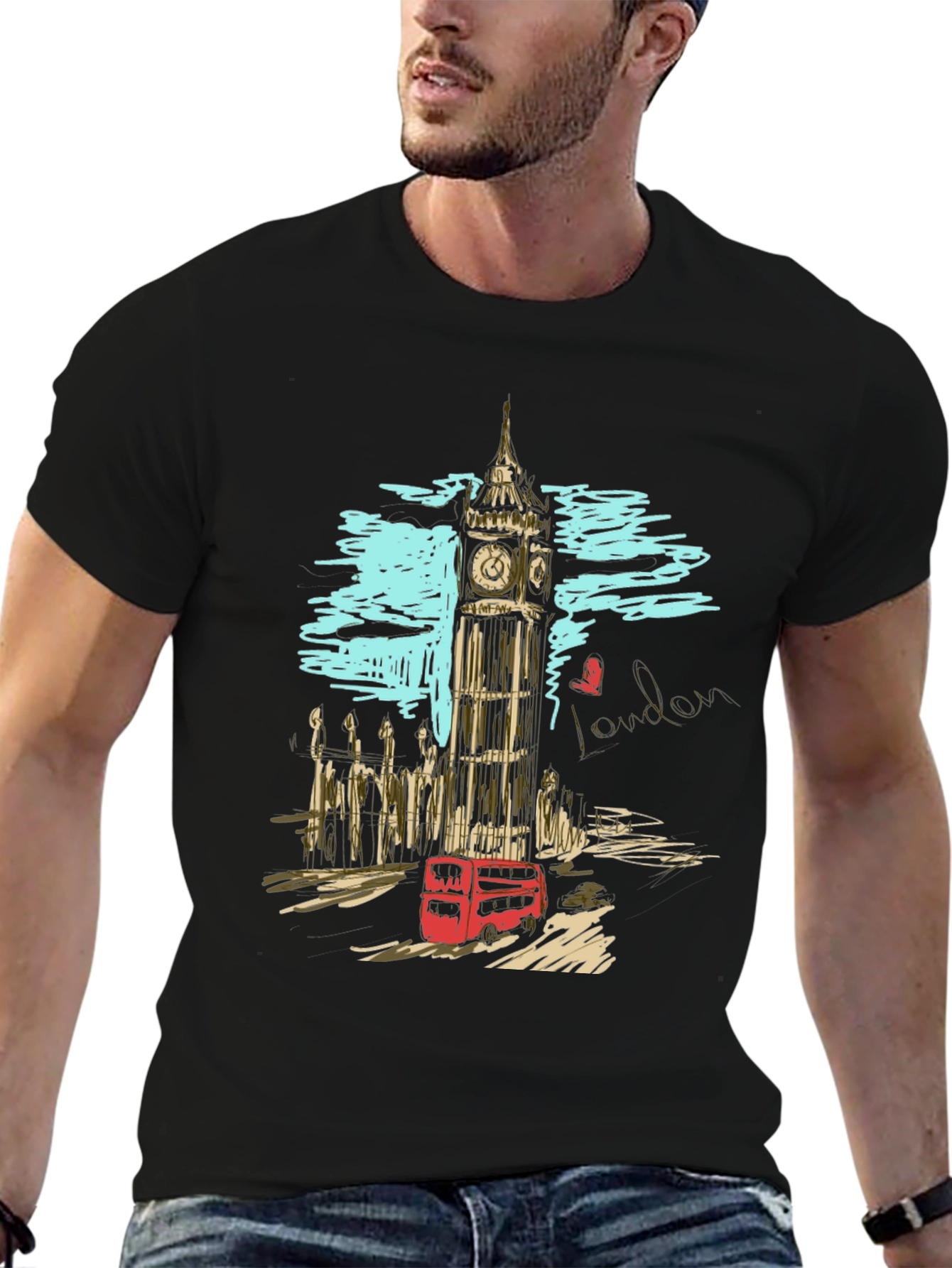 London Big Ben Sketch Mens T-Shirt