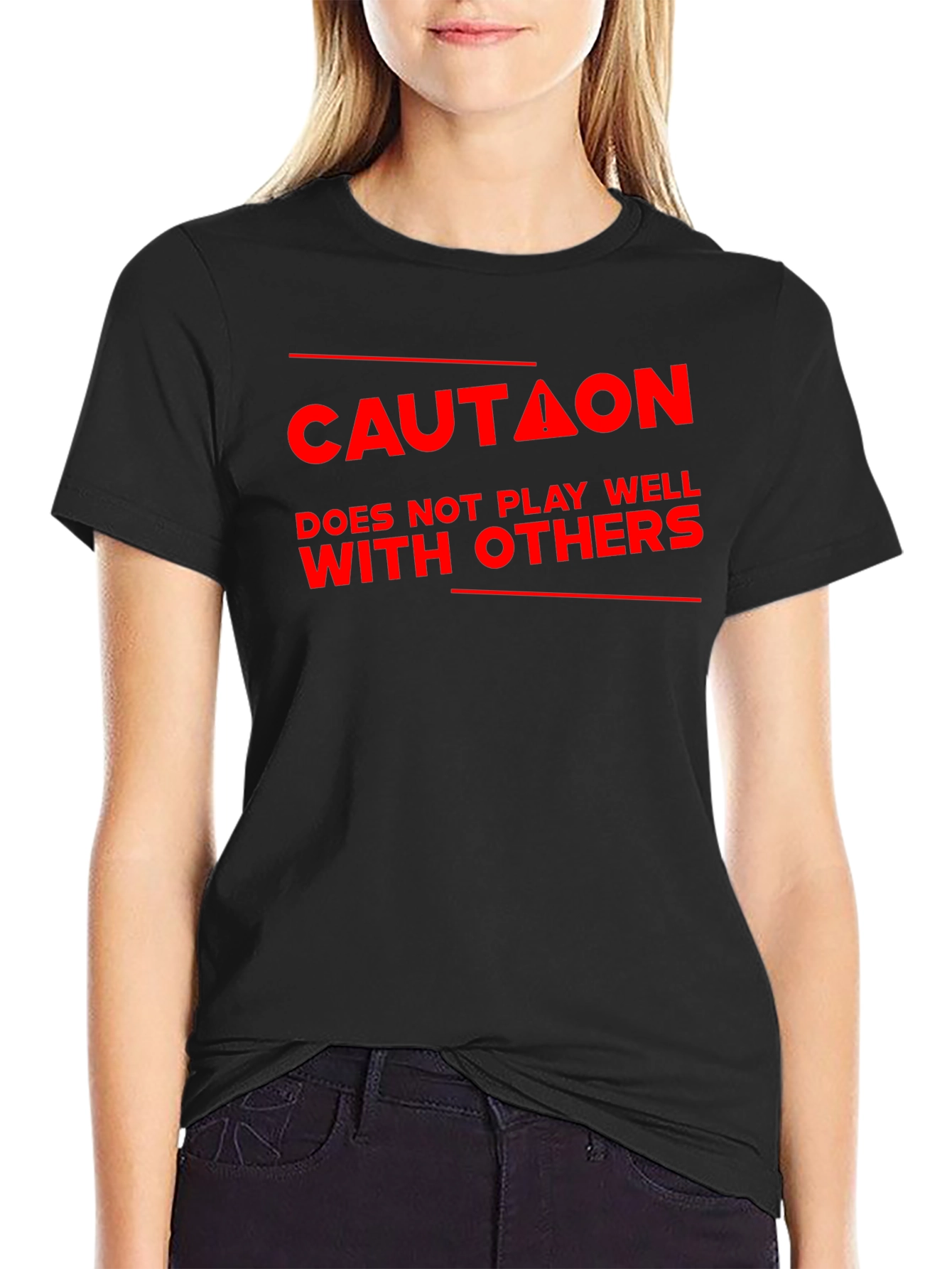Caution: Doesnt Play Well With Others - Black T-Shirt