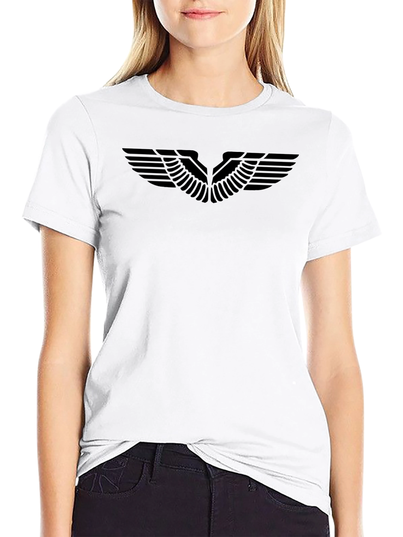 Mens Black Graphic Tee - Winged Design