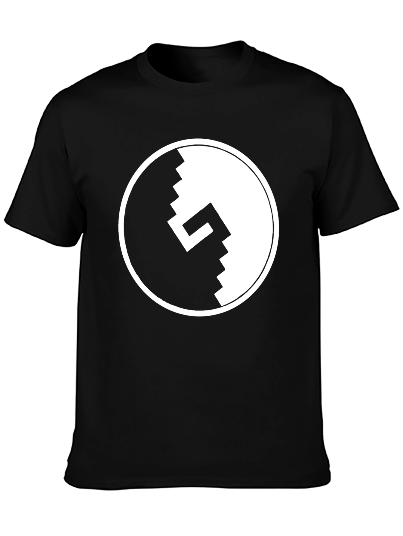 Pixel Yin Yang Graphic Tee - Black Cotton T-Shirt