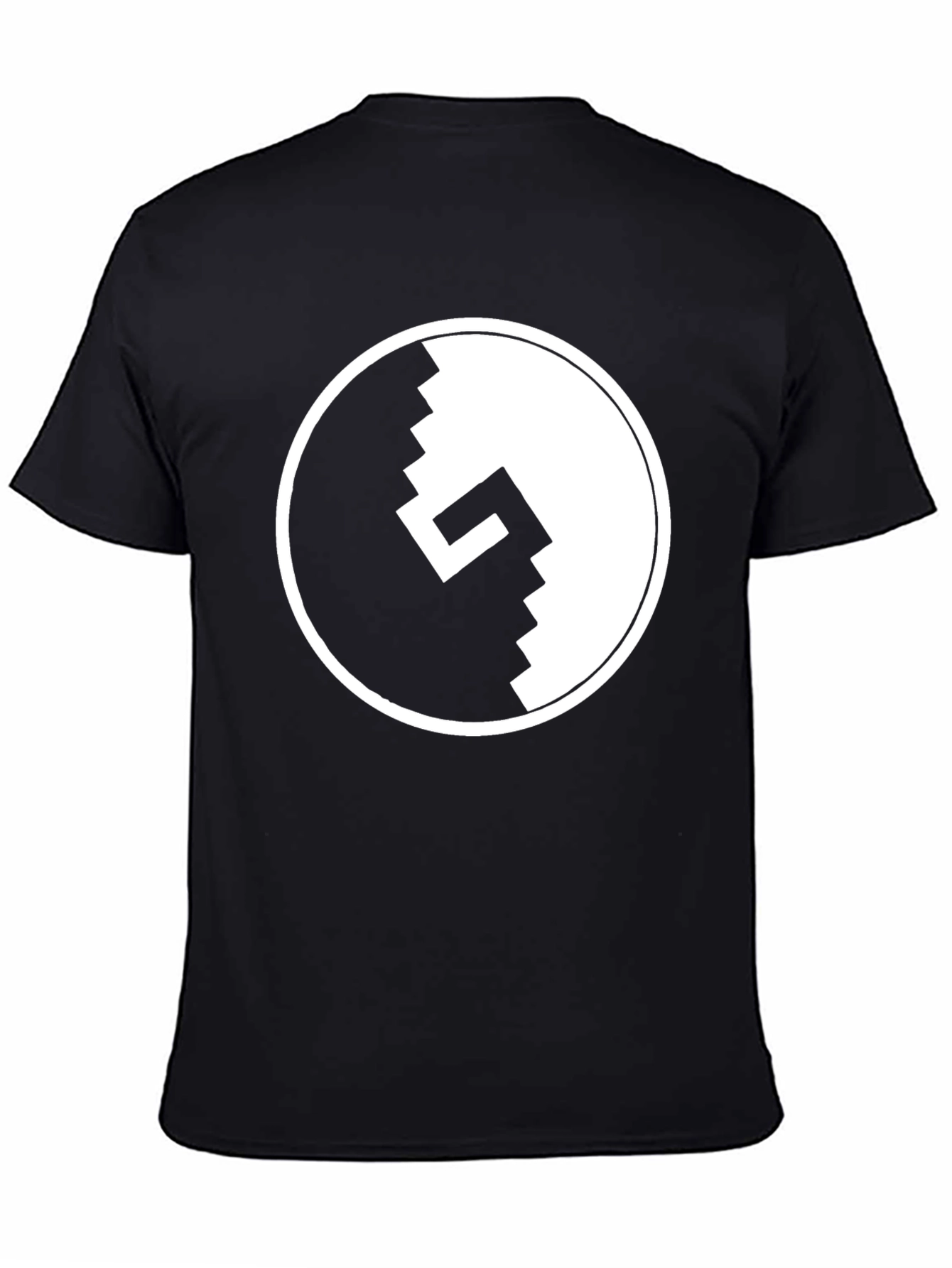 Pixel Yin Yang Graphic Tee - Black Cotton T-Shirt