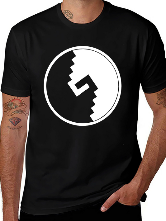 Pixel Yin Yang Graphic Tee - Black Cotton T-Shirt