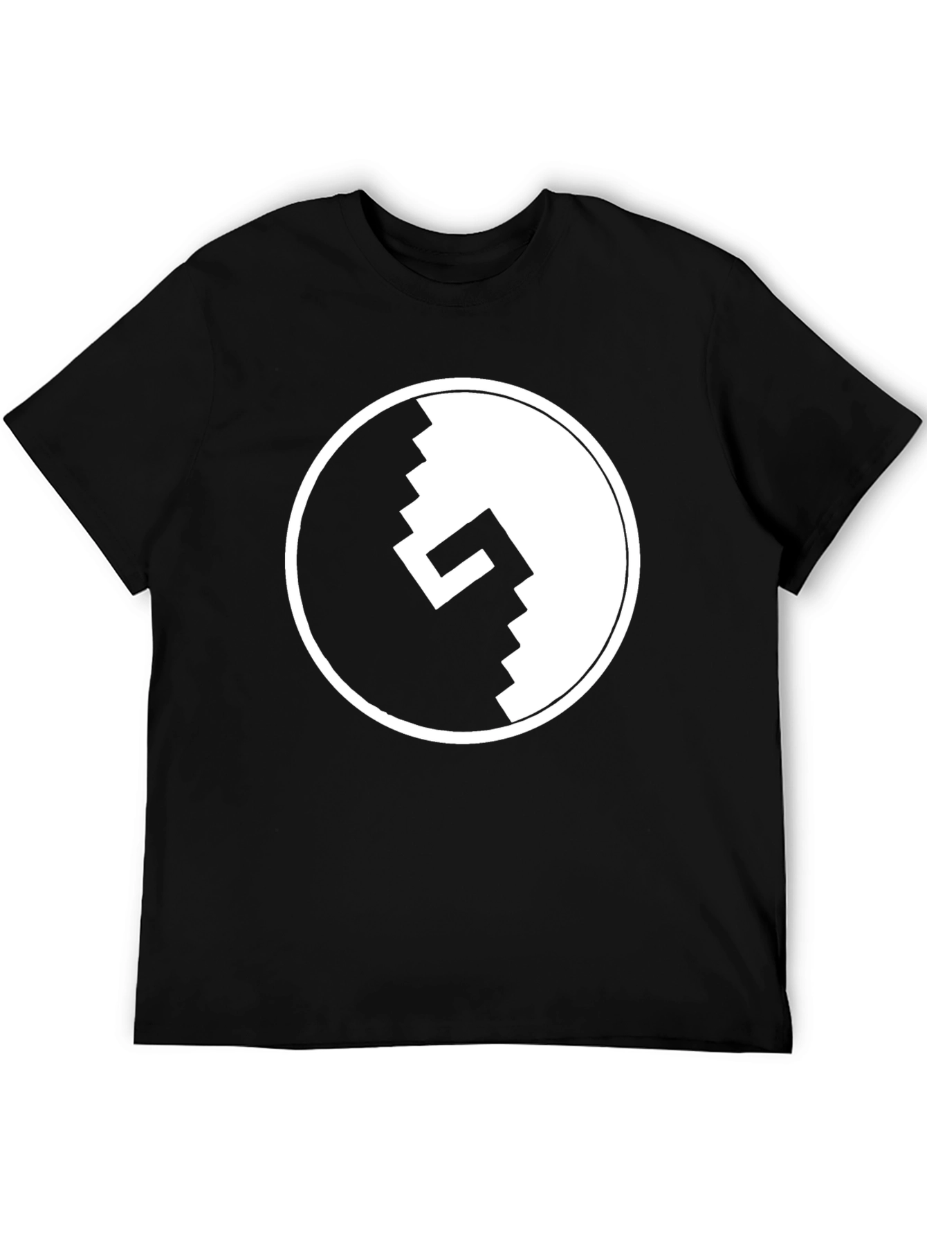 Pixel Yin Yang Graphic Tee - Black Cotton T-Shirt