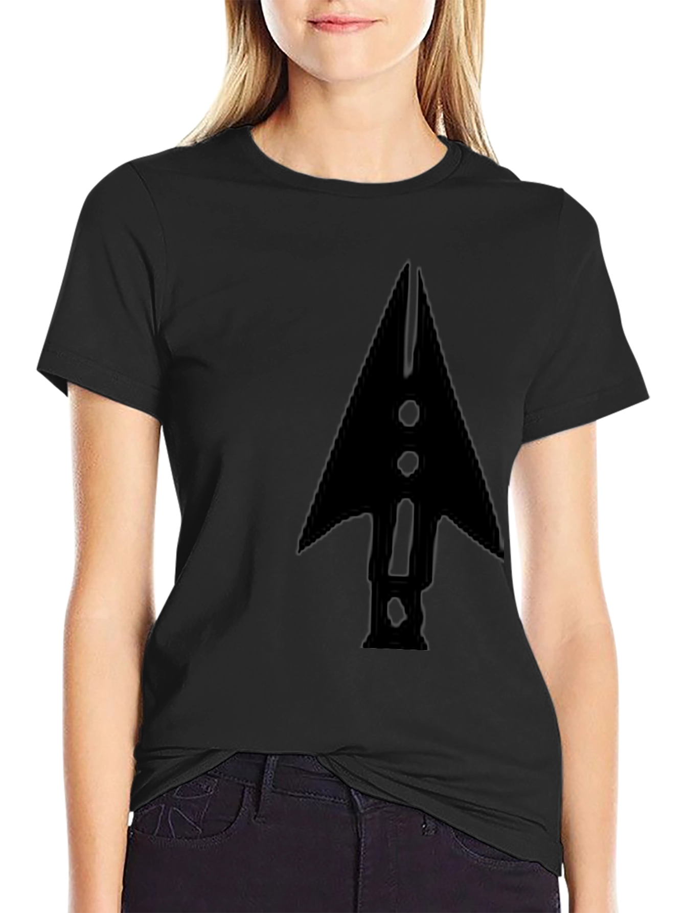 Mens Black Arrowhead Graphic Tee - Modern Casual Style