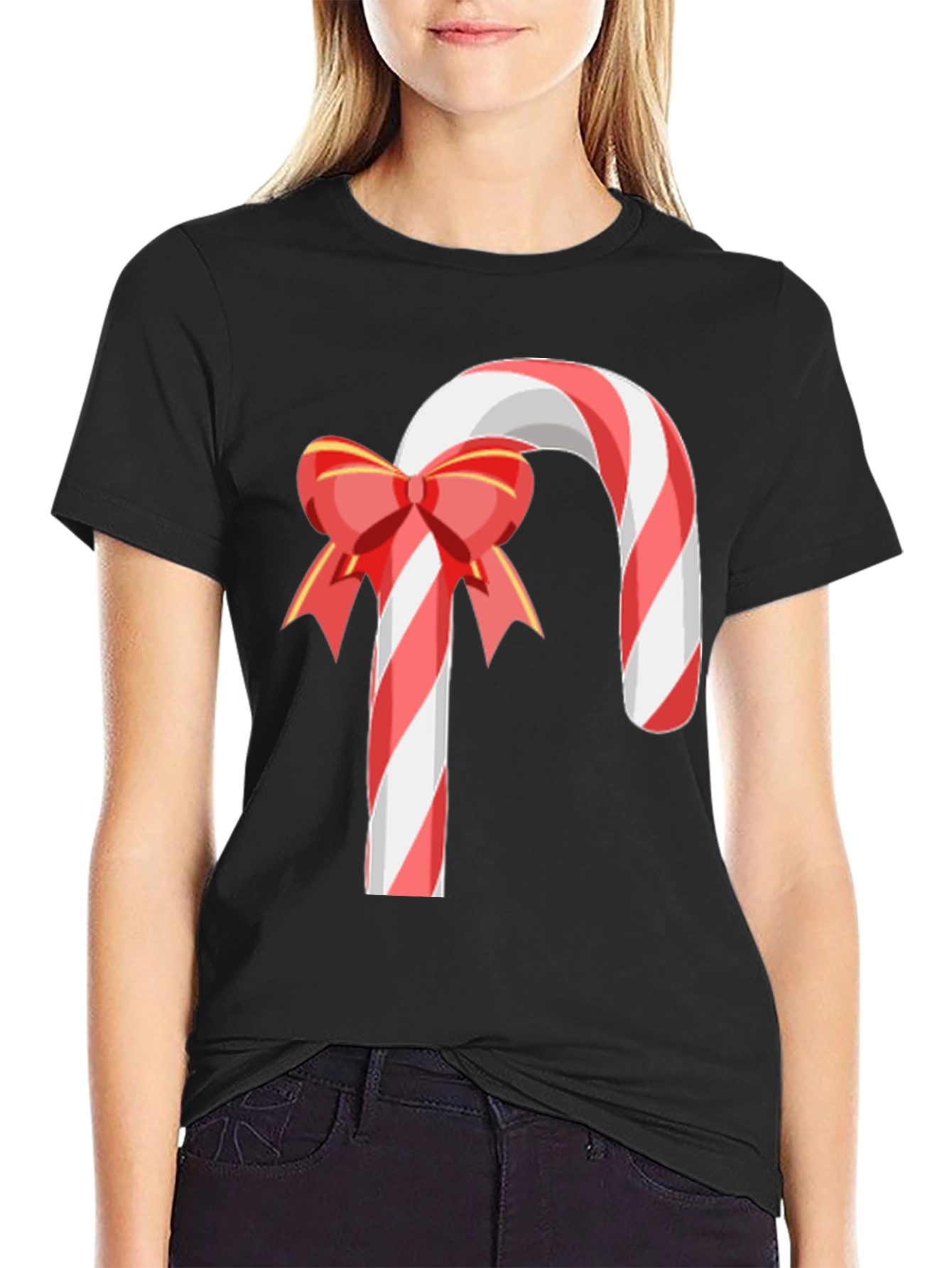 Festive Candy Cane Bow T-Shirt