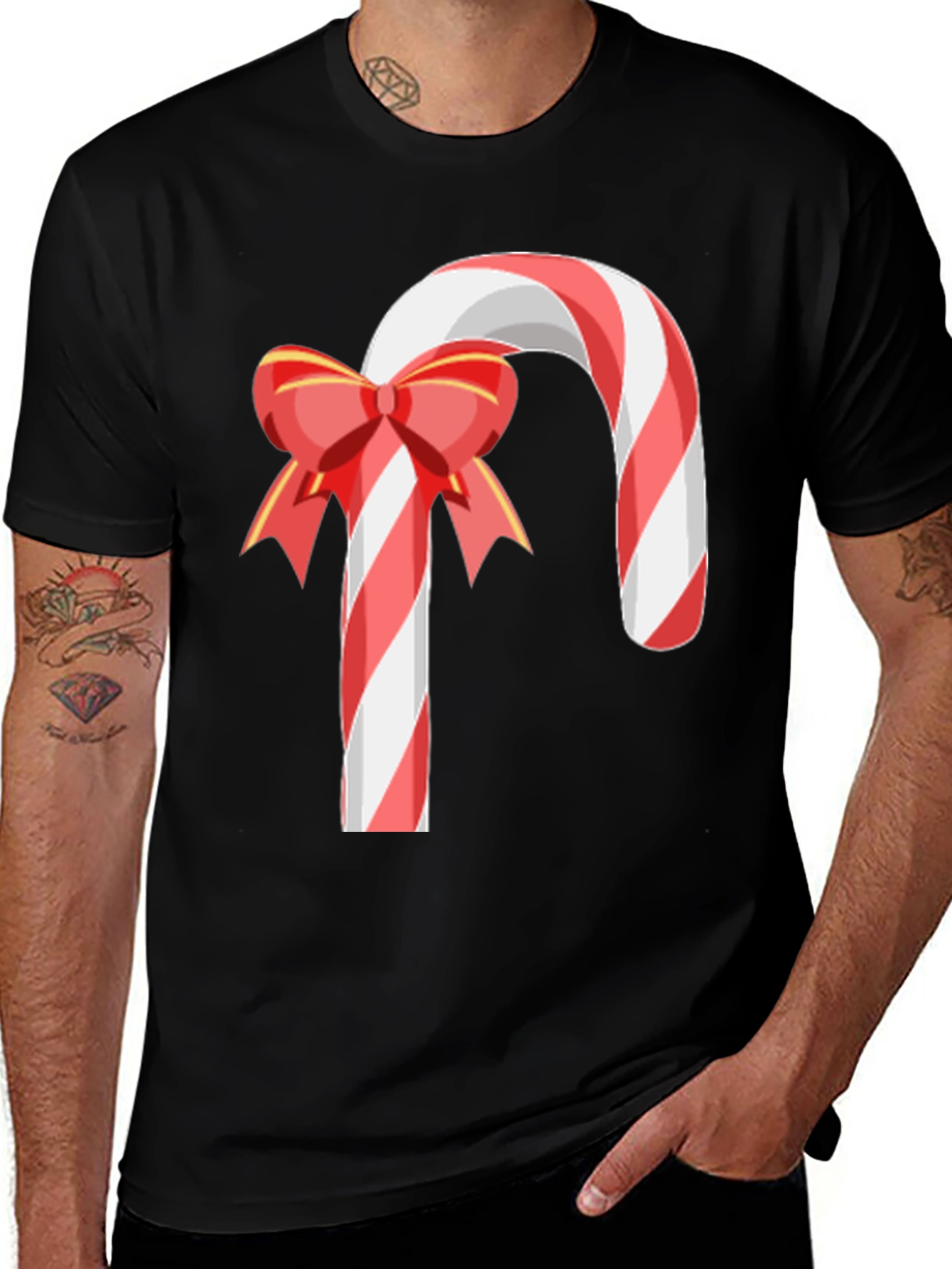 Festive Candy Cane Bow T-Shirt