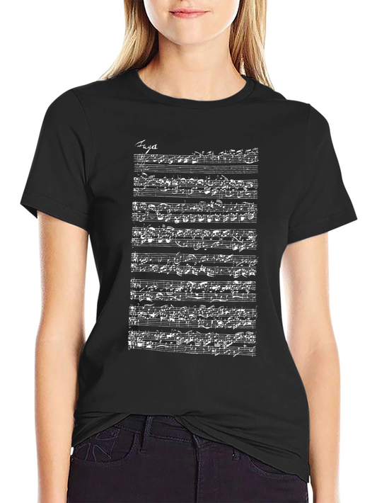 Musical Score Graphic Tee - Black Cotton T-Shirt