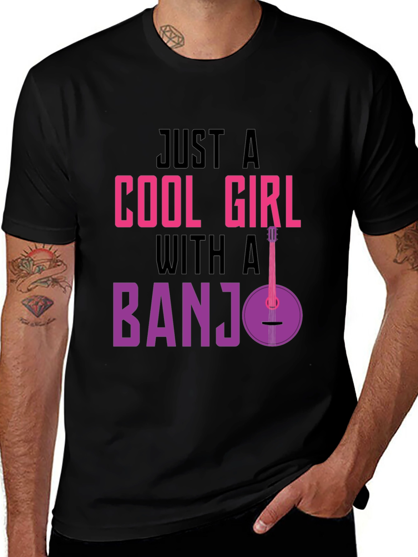 Cool Girl Banjo Graphic Tee - Musician T-Shirt