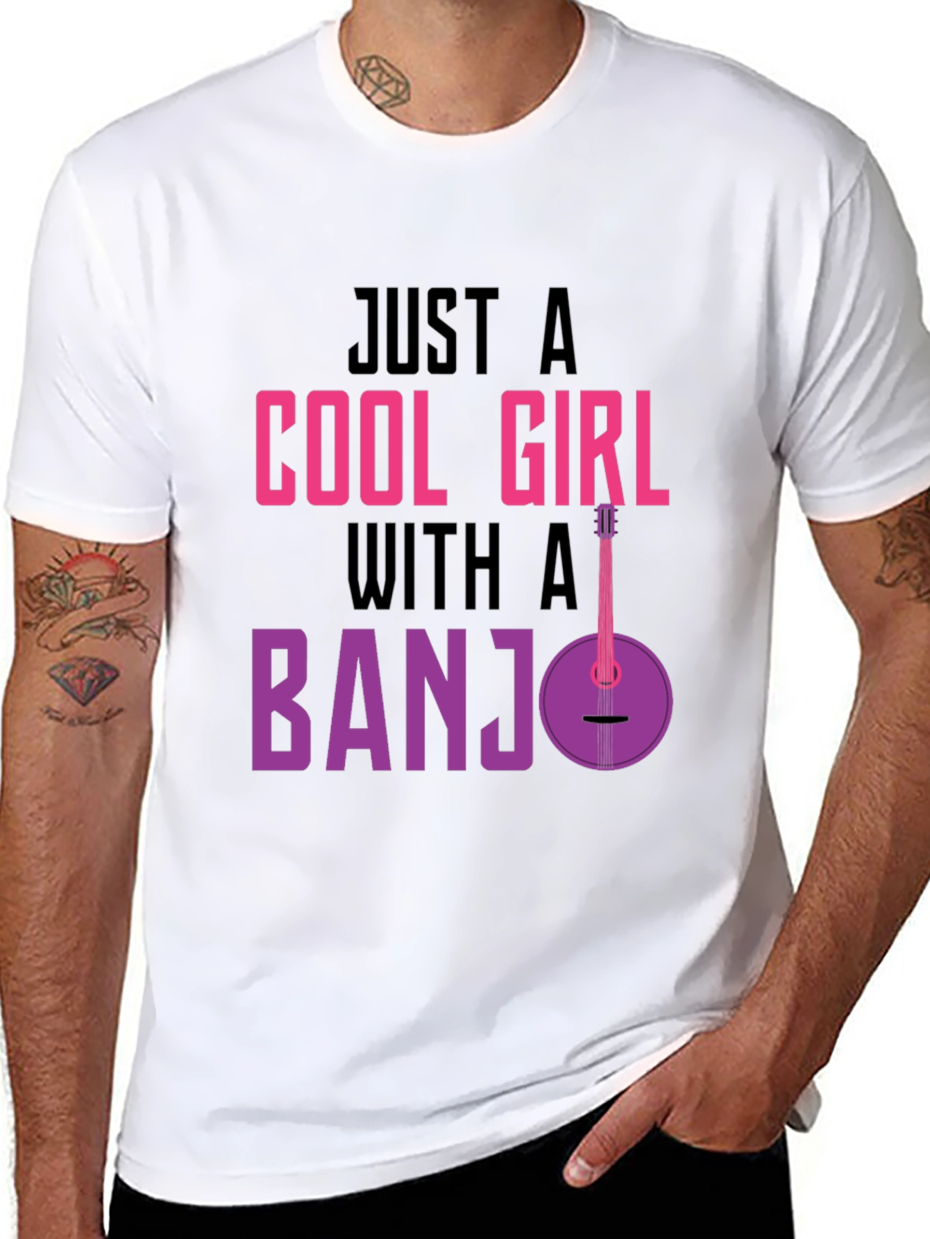 Cool Girl Banjo Graphic Tee - Musician T-Shirt