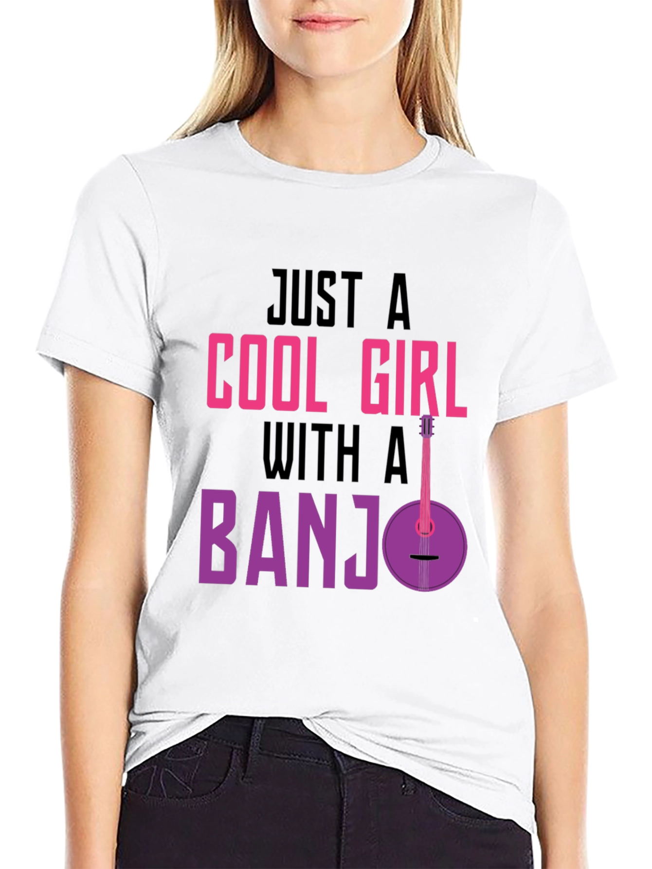 Cool Girl Banjo Graphic Tee - Musician T-Shirt