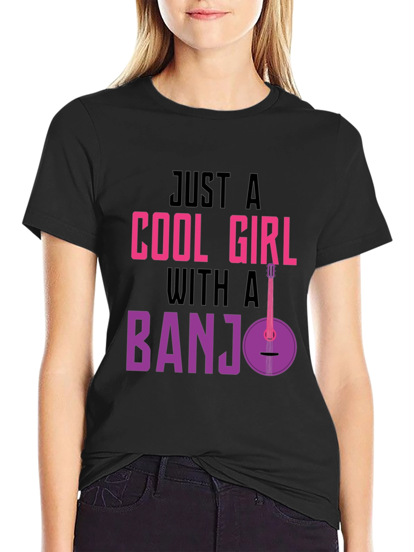 Cool Girl Banjo Graphic Tee - Musician T-Shirt