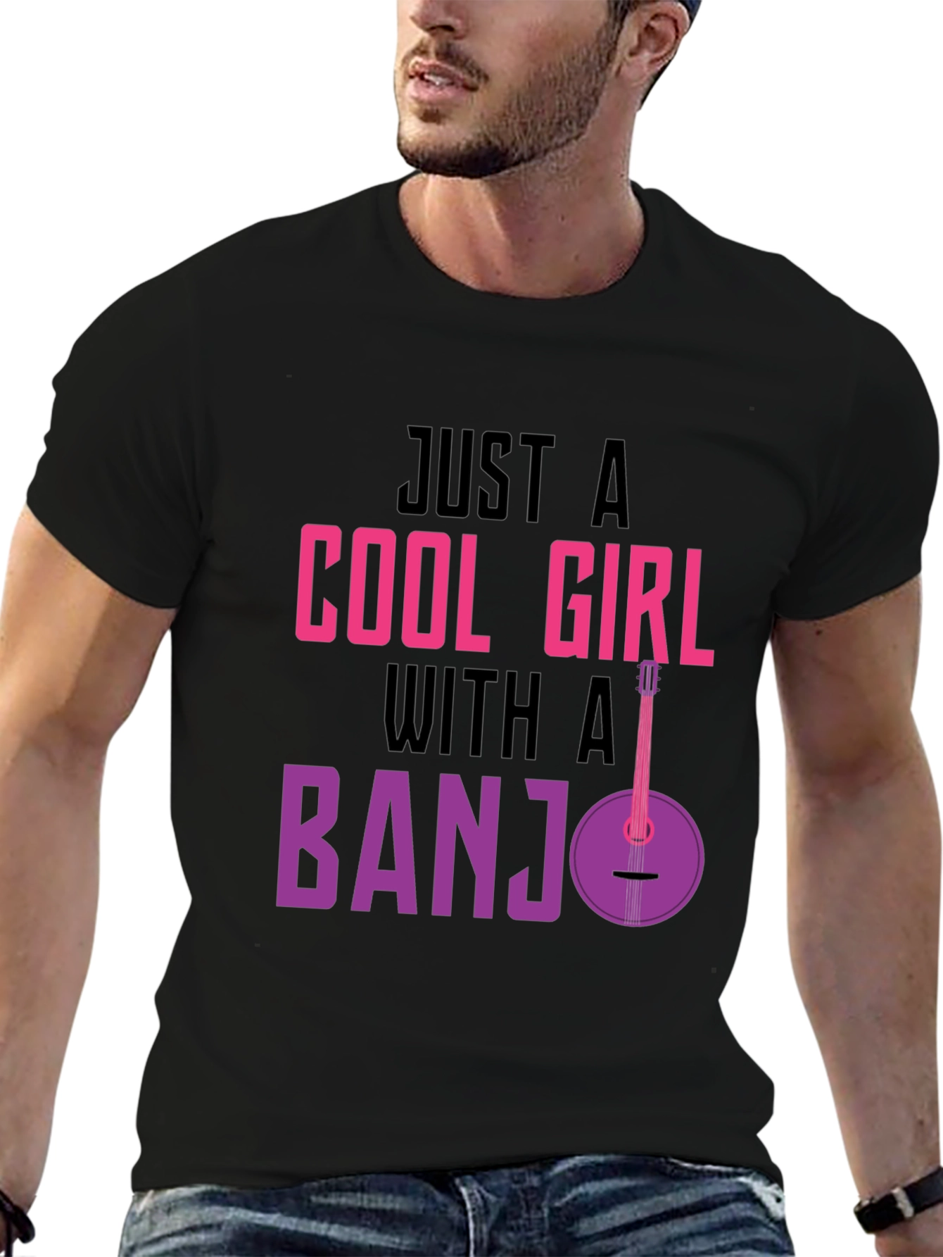 Cool Girl Banjo Graphic Tee - Musician T-Shirt