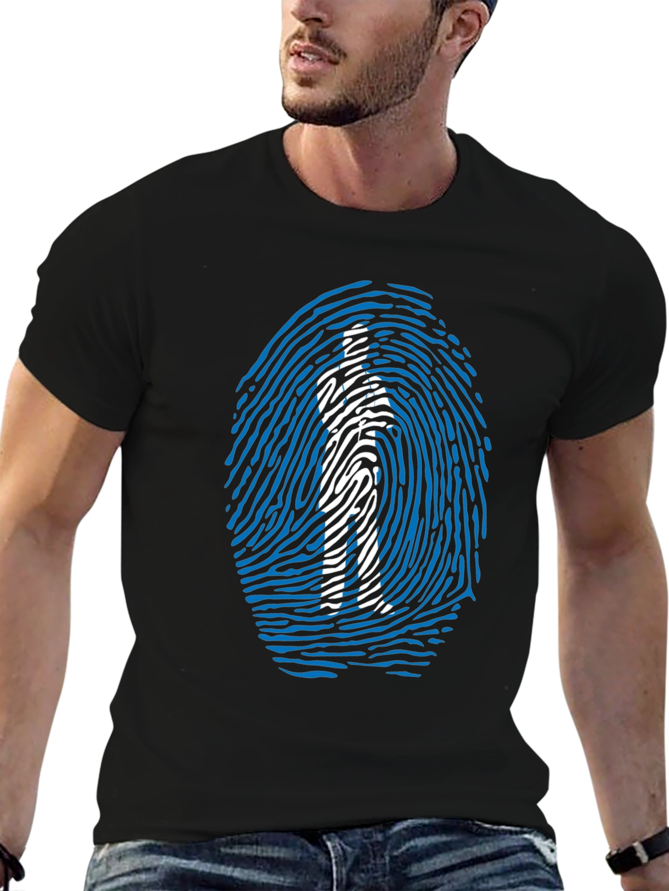 Fingerprint Man Graphic T-Shirt - Unique Design