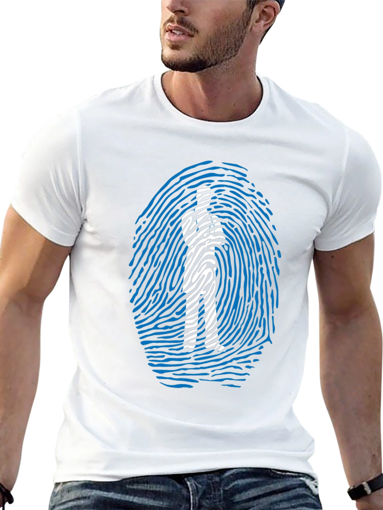 Fingerprint Man Graphic T-Shirt - Unique Design