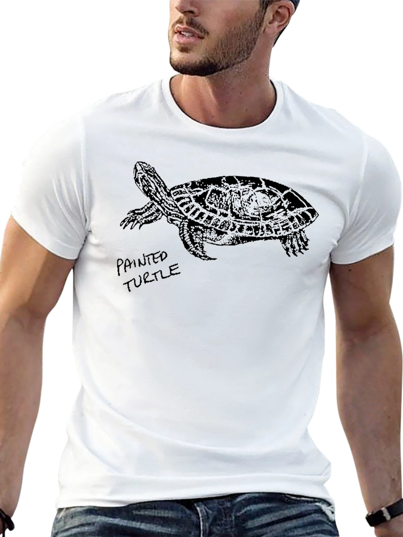 Black Turtle Graphic Tee - Painted Turtle Design