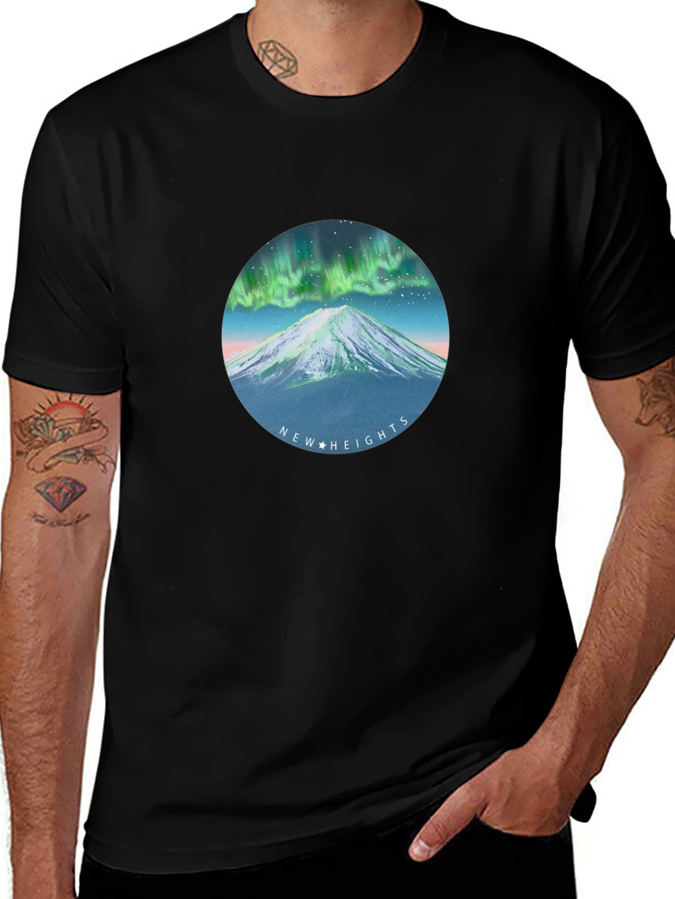 Aurora Mountain T-Shirt - New Heights Graphic Tee