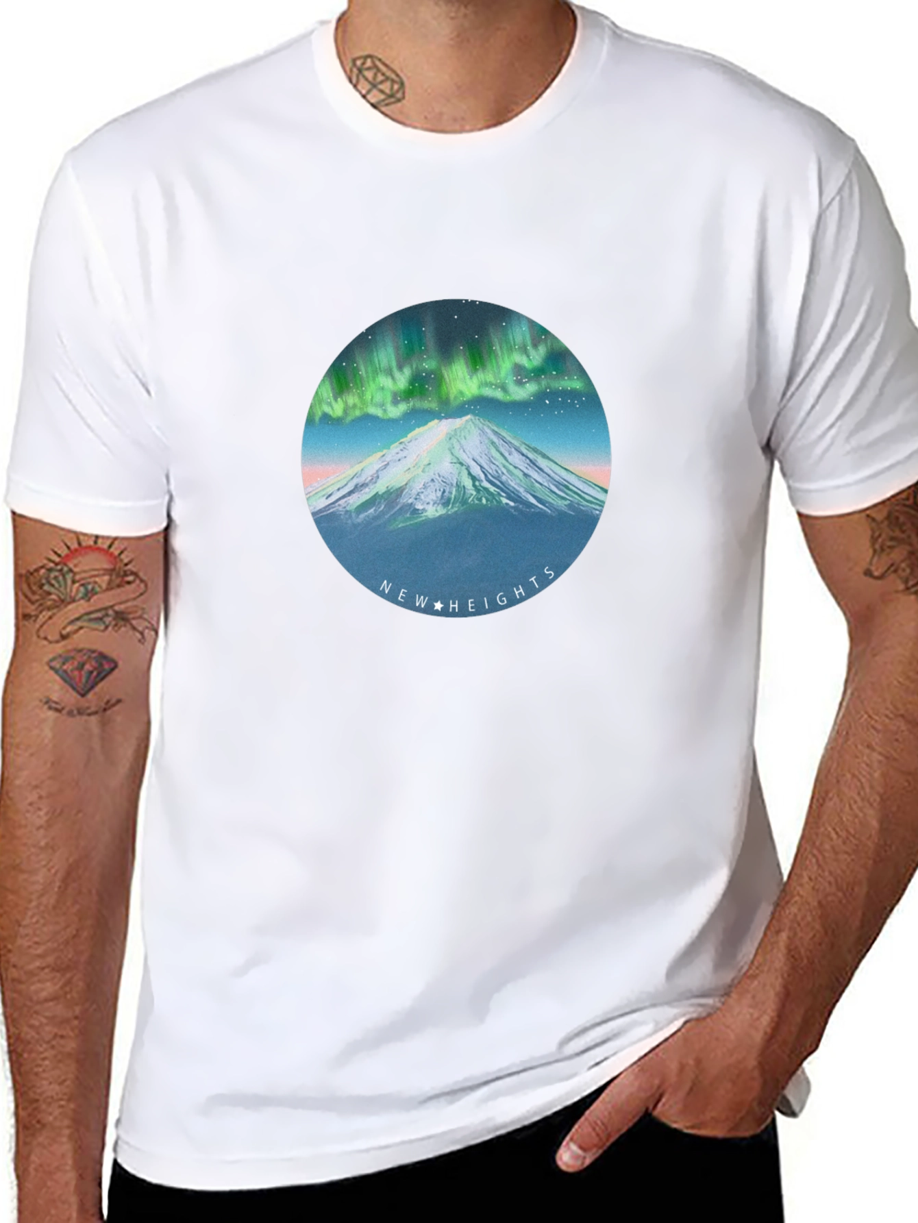 Aurora Mountain T-Shirt - New Heights Graphic Tee