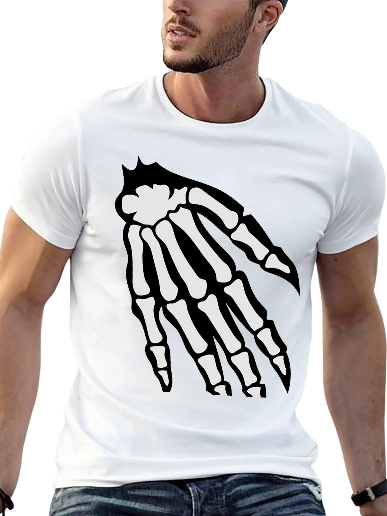 Skeleton Hand Graphic Tee - Spooky Black T-Shirt