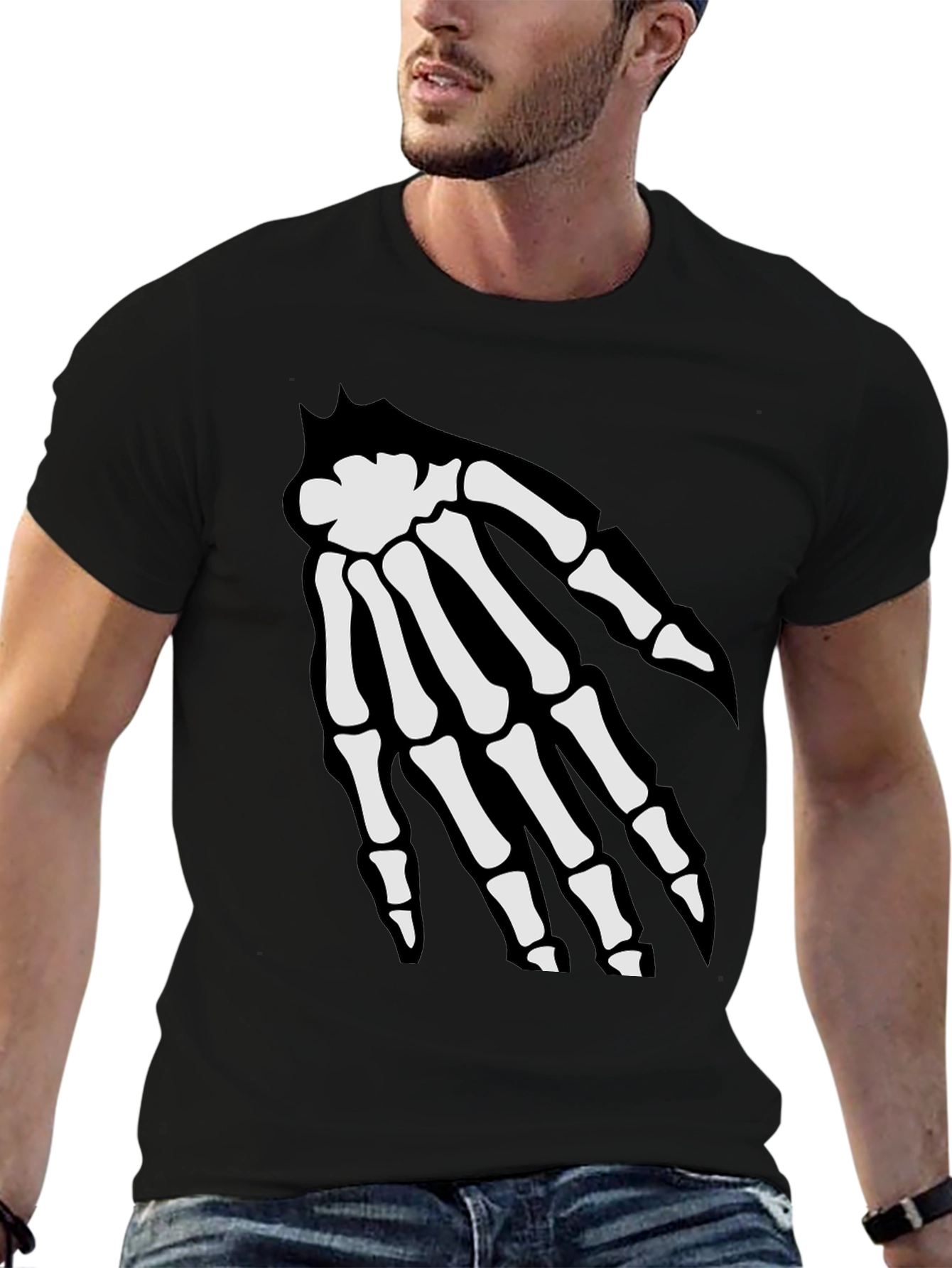 Skeleton Hand Graphic Tee - Spooky Black T-Shirt