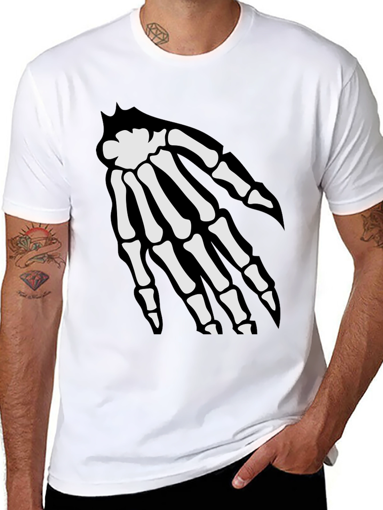 Skeleton Hand Graphic Tee - Spooky Black T-Shirt