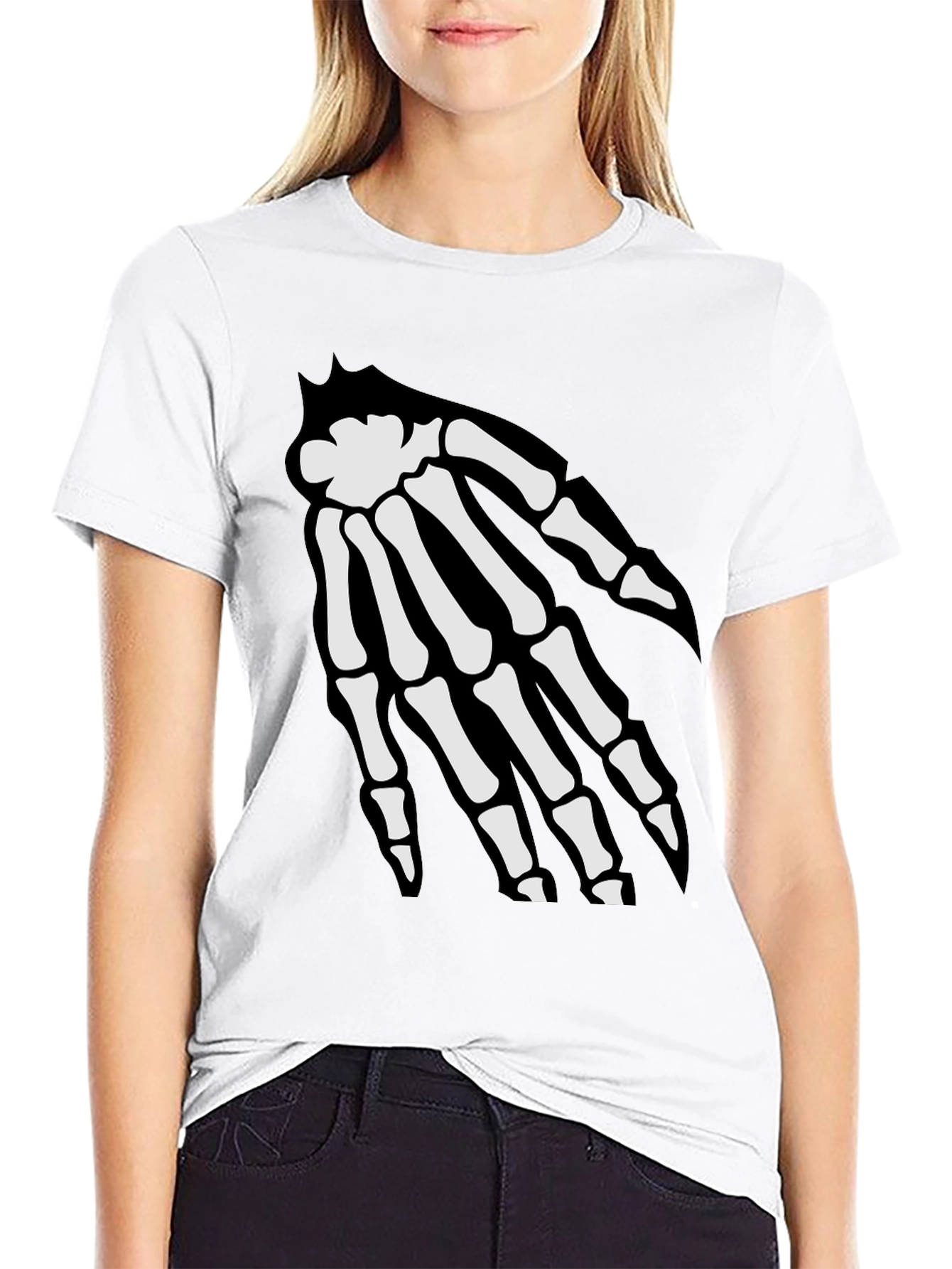 Skeleton Hand Graphic Tee - Spooky Black T-Shirt