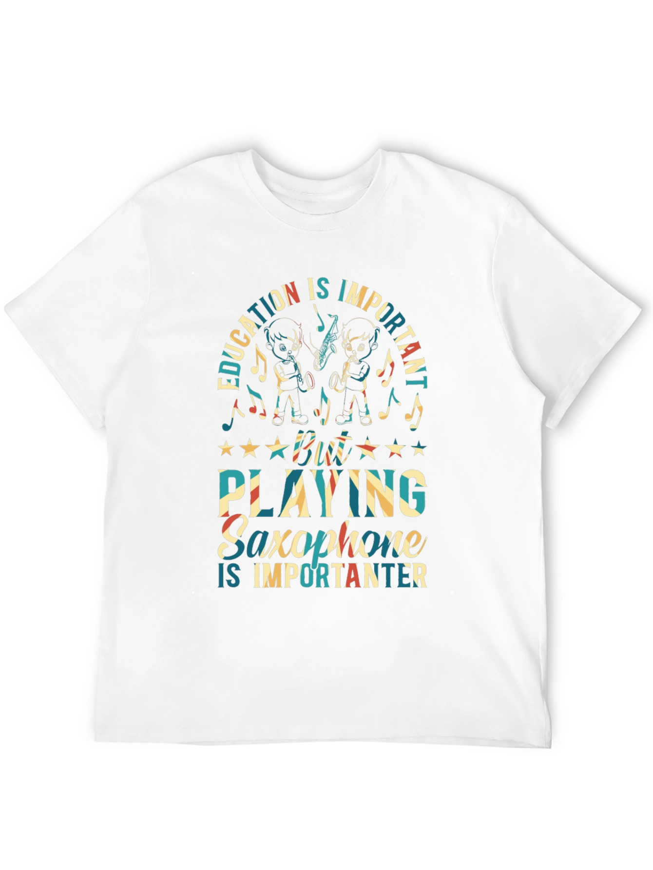 Education vs Saxophone Black Graphic Tee